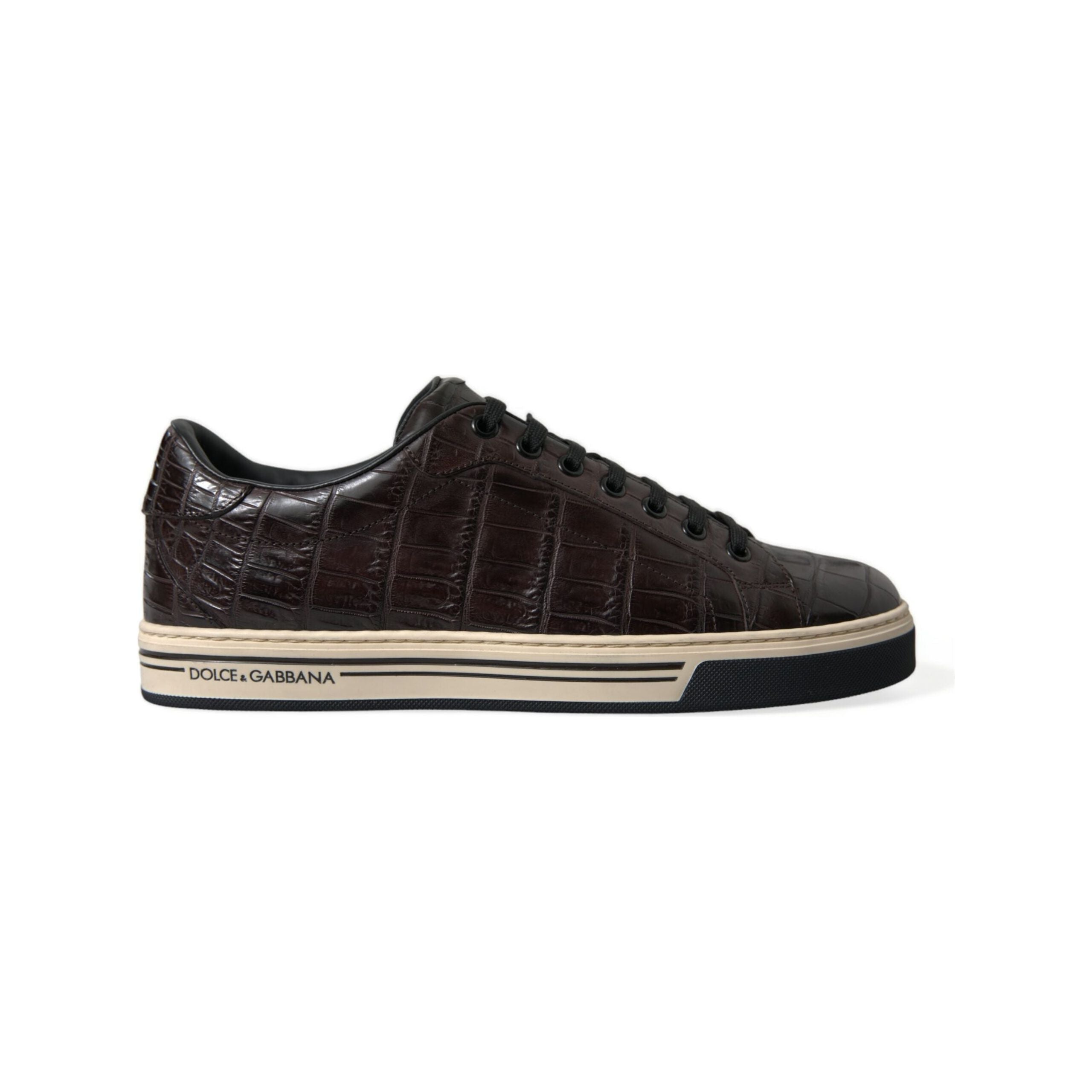 Dolce & Gabbana Brown Exotic Leather Low-Top Sneakers