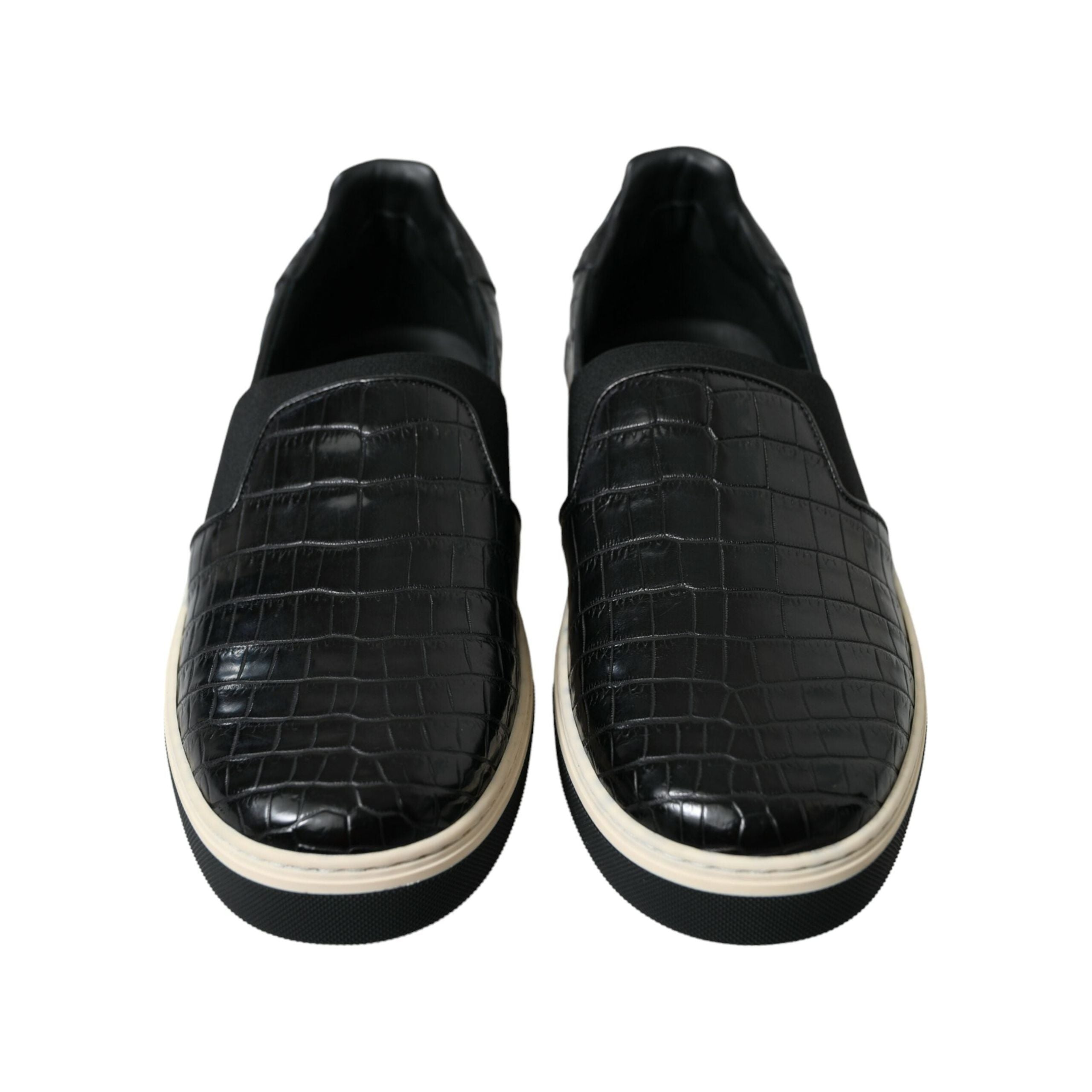 Dolce & Gabbana Black Crocodile Leather Low-Top Sneakers