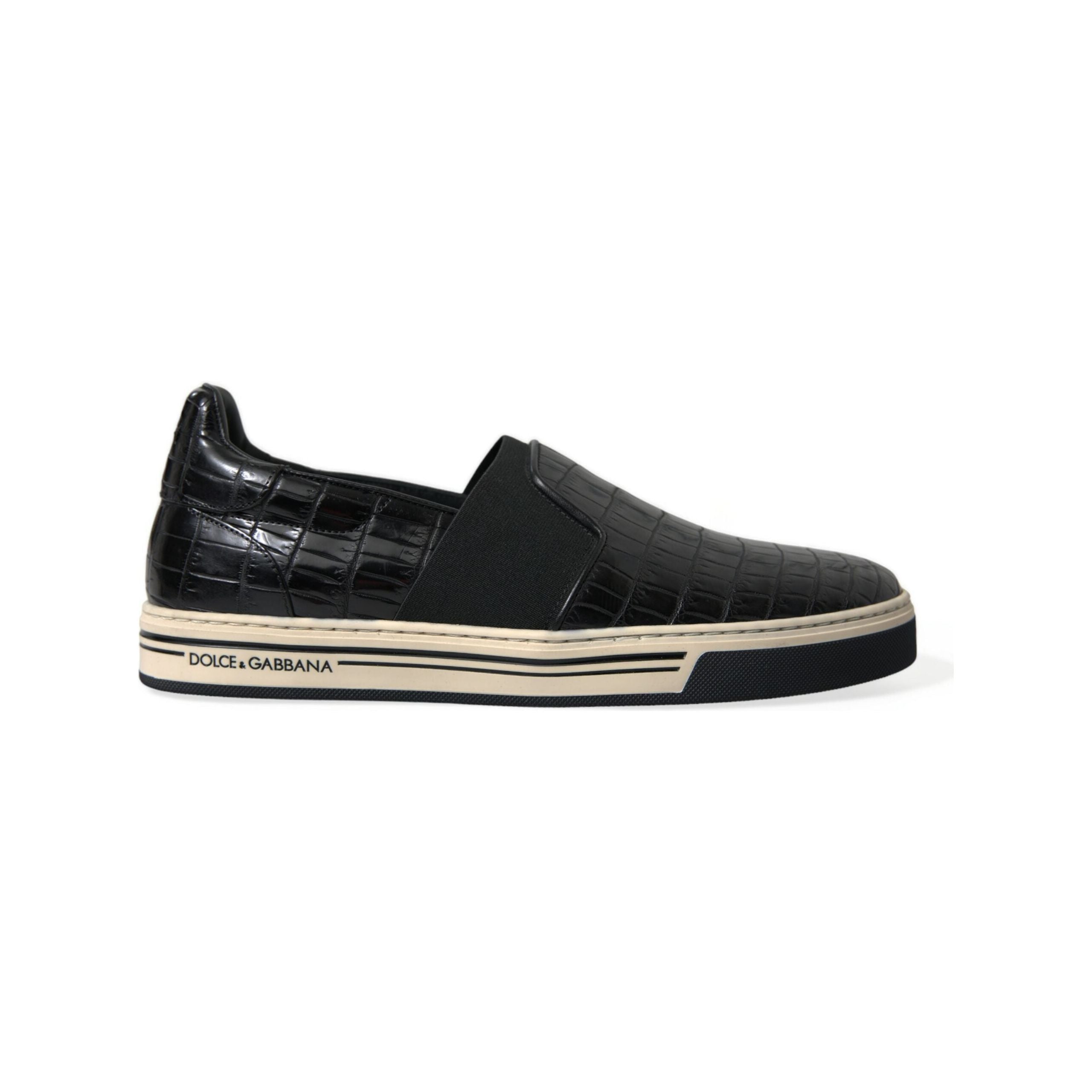 Dolce & Gabbana Black Crocodile Leather Low-Top Sneakers