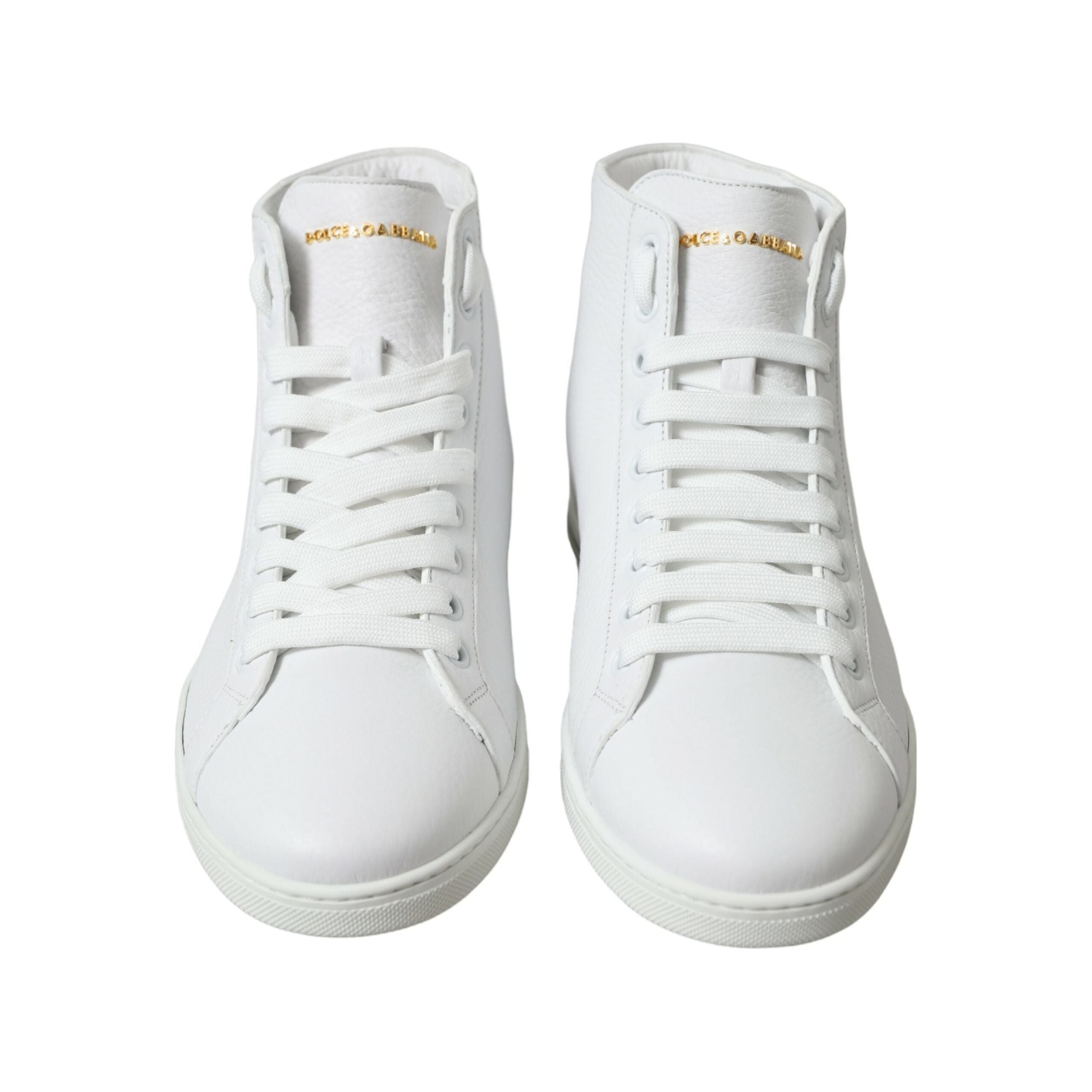 Dolce & Gabbana White Leather High Top Sneakers