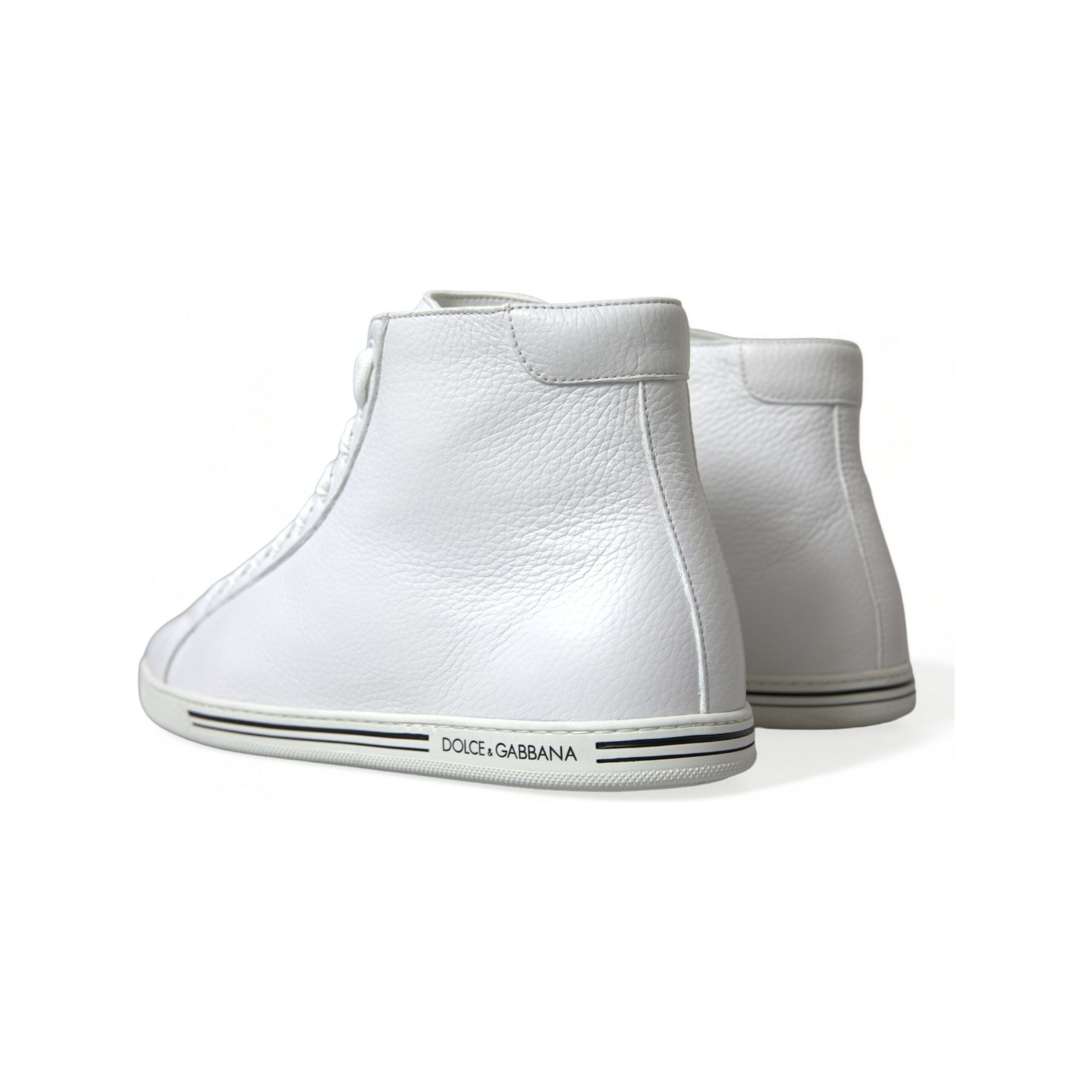 Dolce & Gabbana White Leather High Top Sneakers