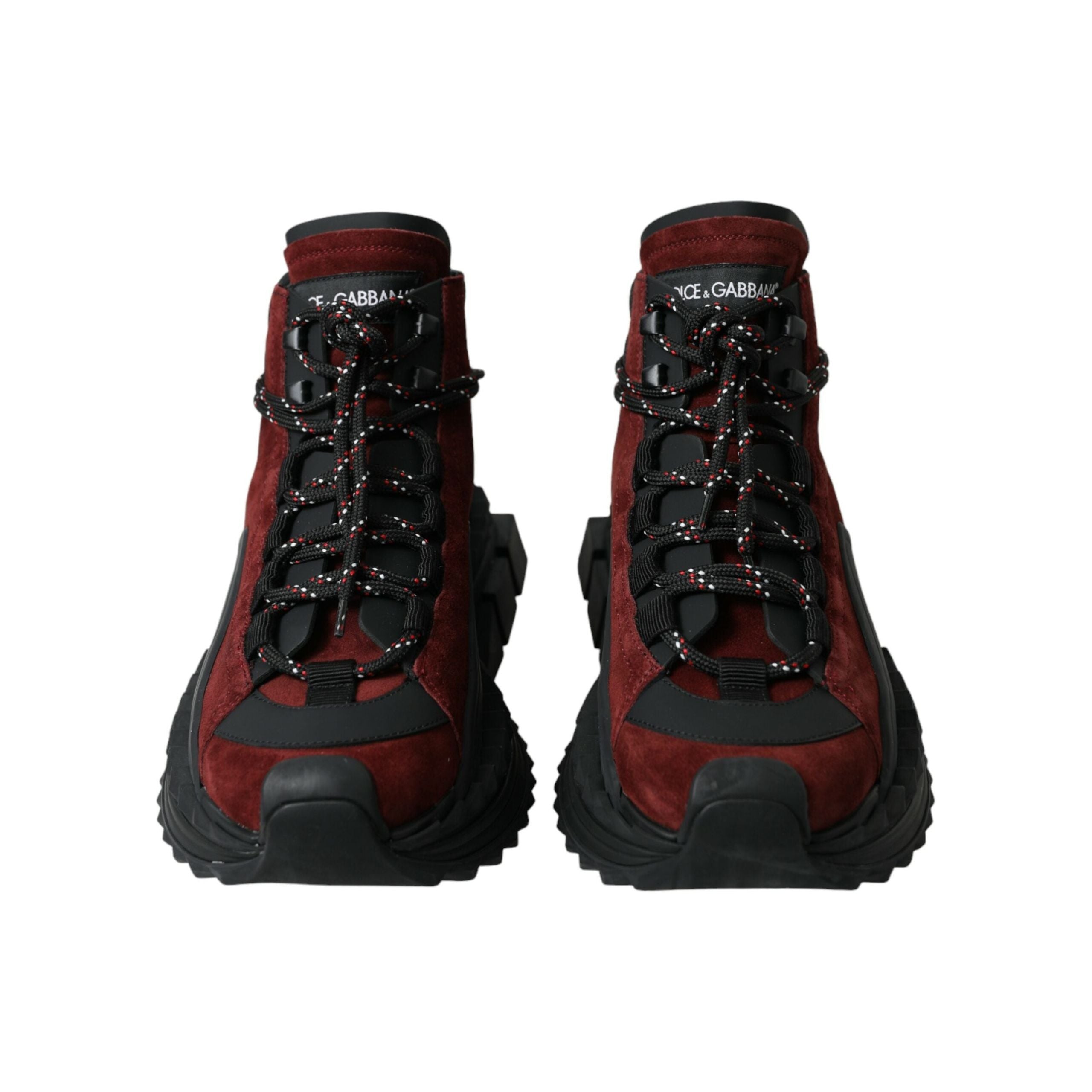 Dolce & Gabbana Burgundy Leather High Top Sneakers