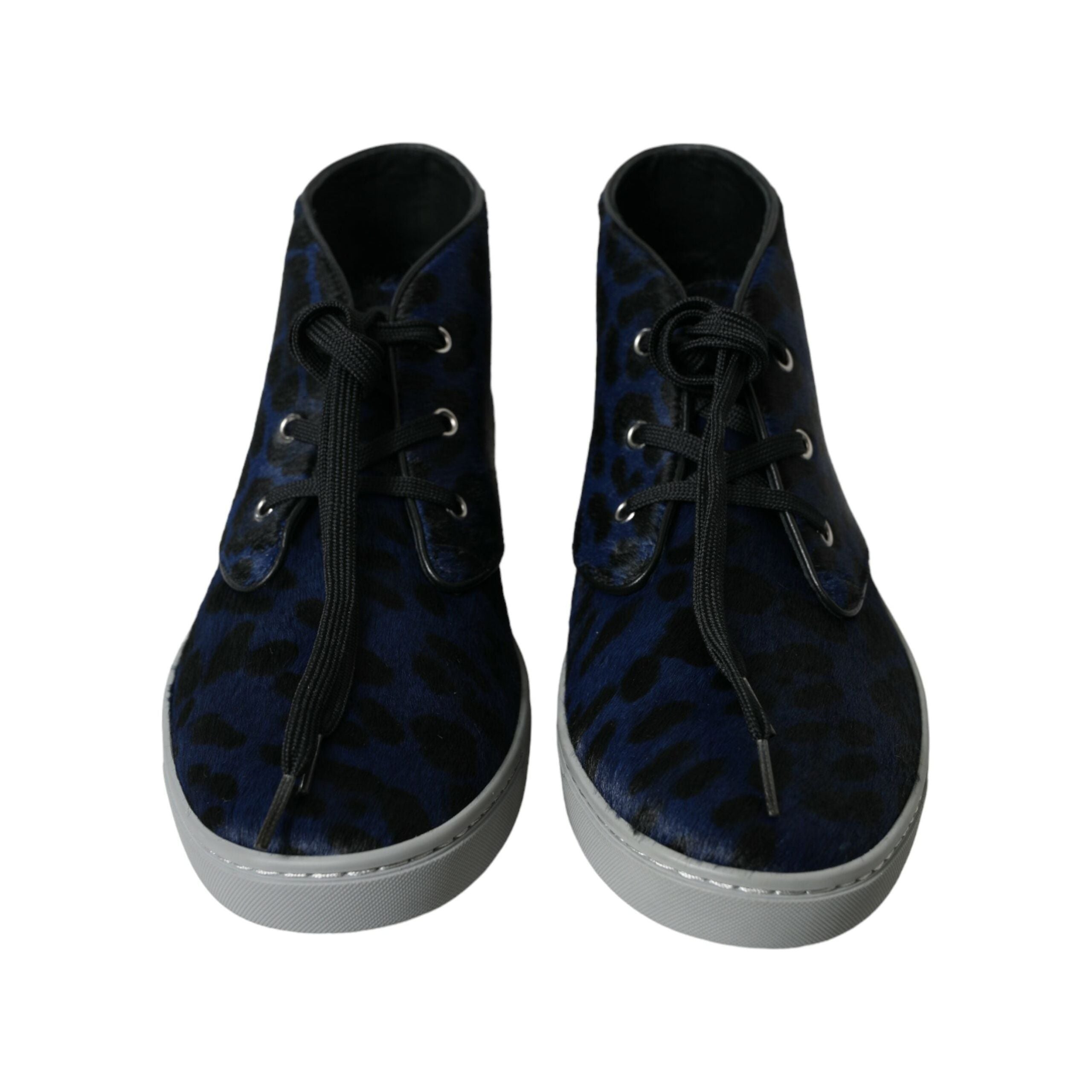 Dolce & Gabbana Blue Calf Hair Mid-Top Sneakers