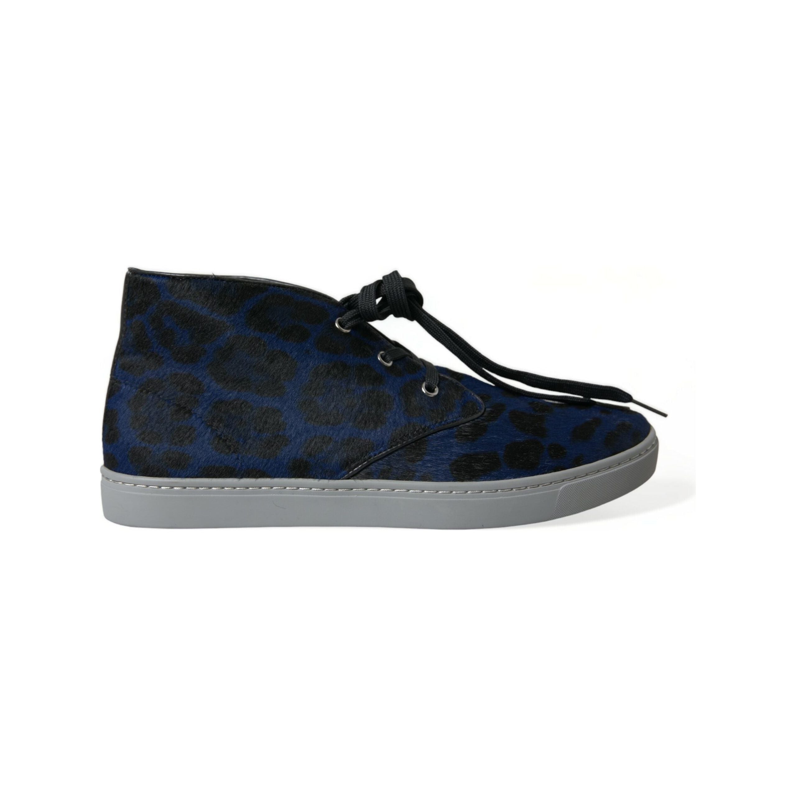 Dolce & Gabbana Blue Calf Hair Mid-Top Sneakers