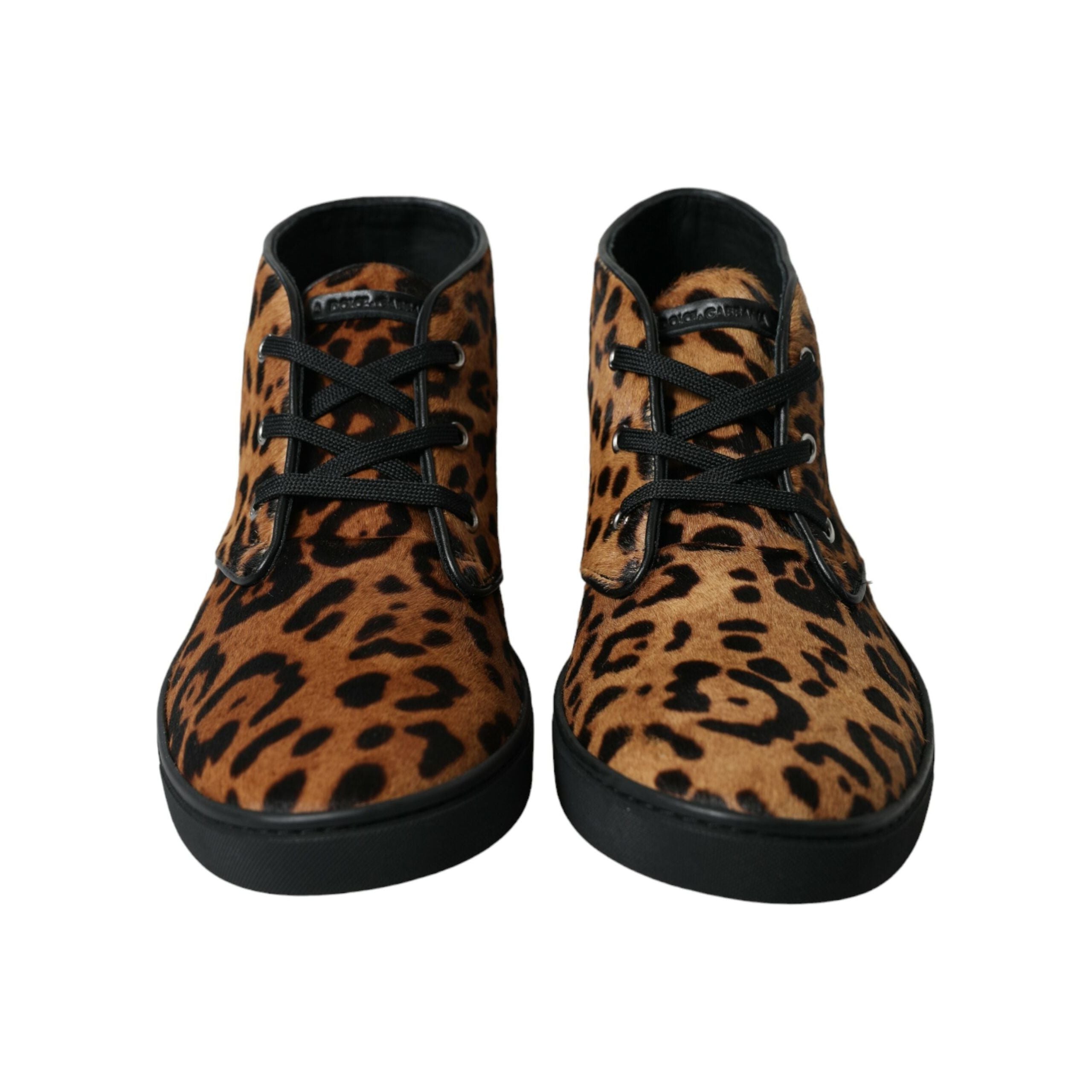 Dolce & Gabbana Brown Pony Hair Mid-Top Sneakers