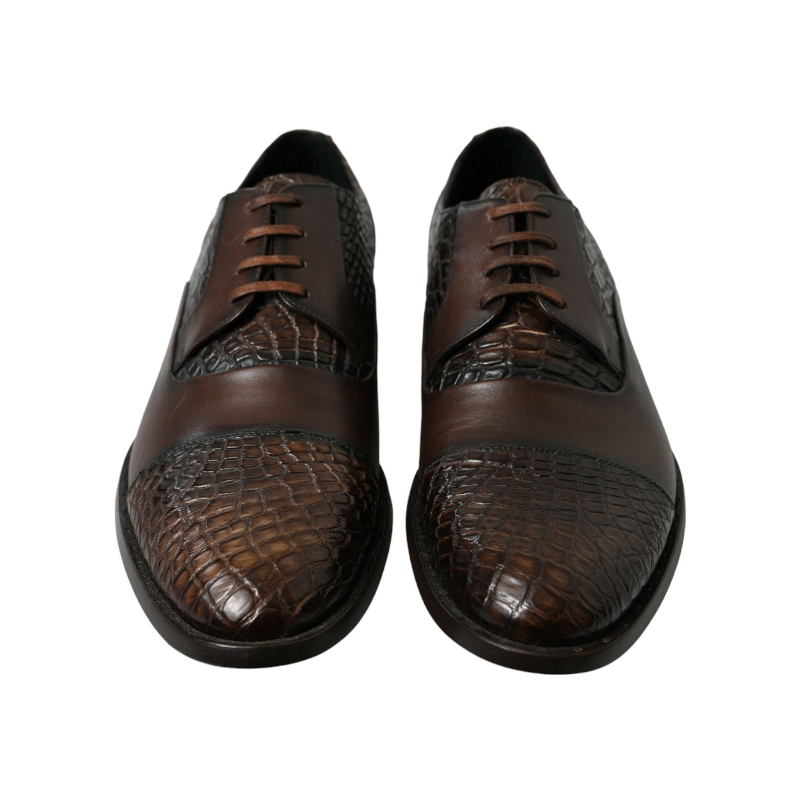 Dolce & Gabbana Brown Crocodile Leather Oxford Dress Shoes