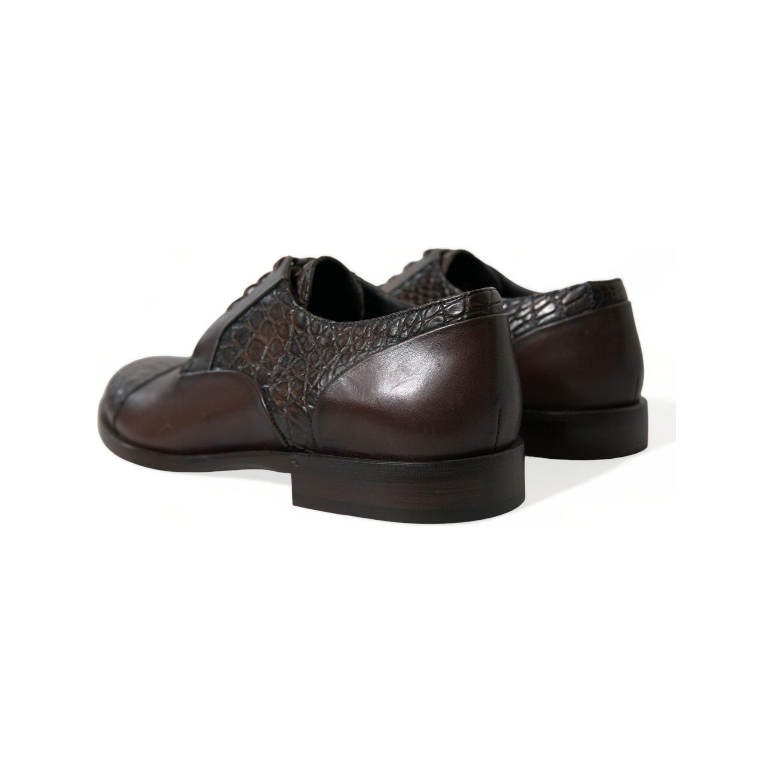 Dolce & Gabbana Brown Crocodile Leather Oxford Dress Shoes
