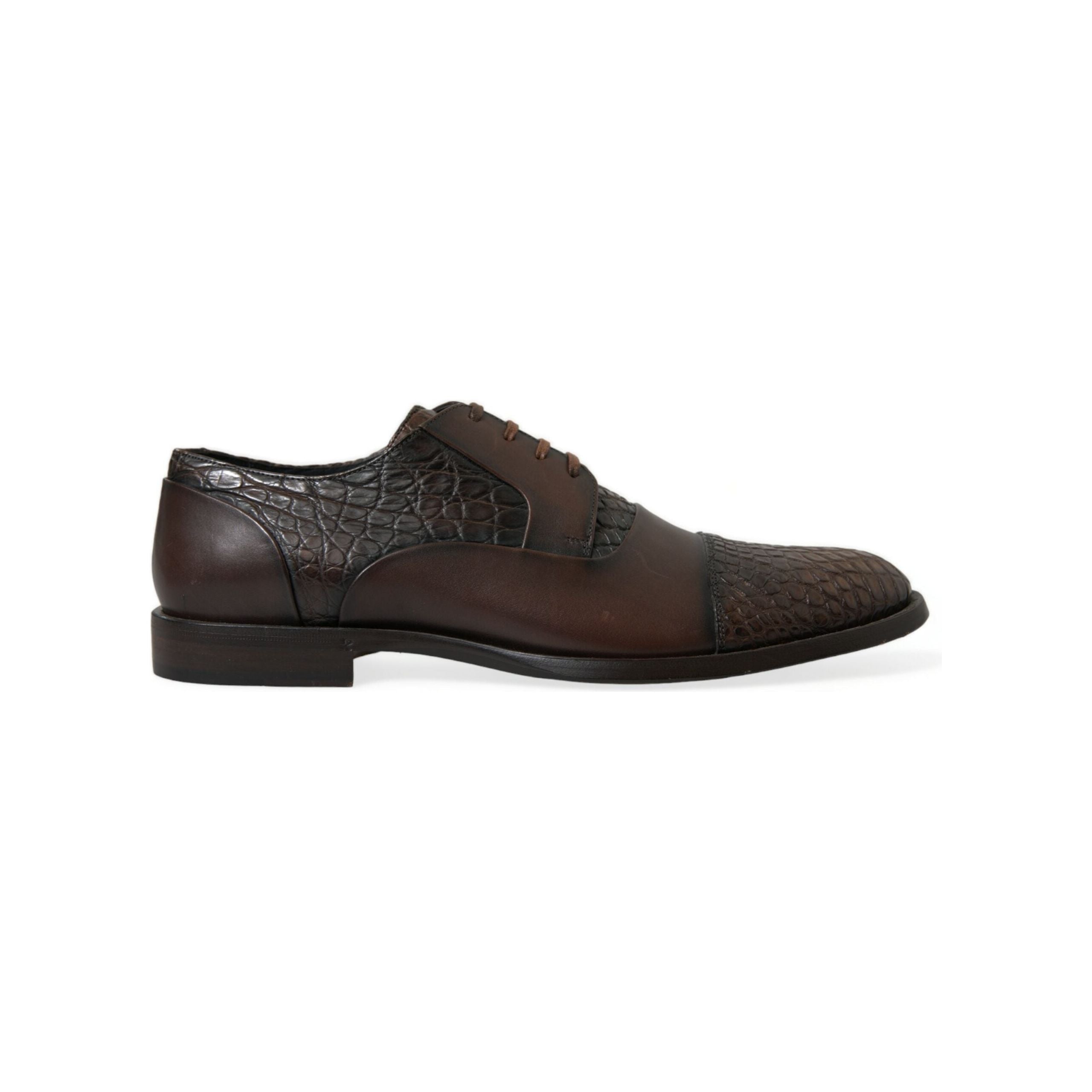Dolce & Gabbana Brown Crocodile Leather Oxford Dress Shoes