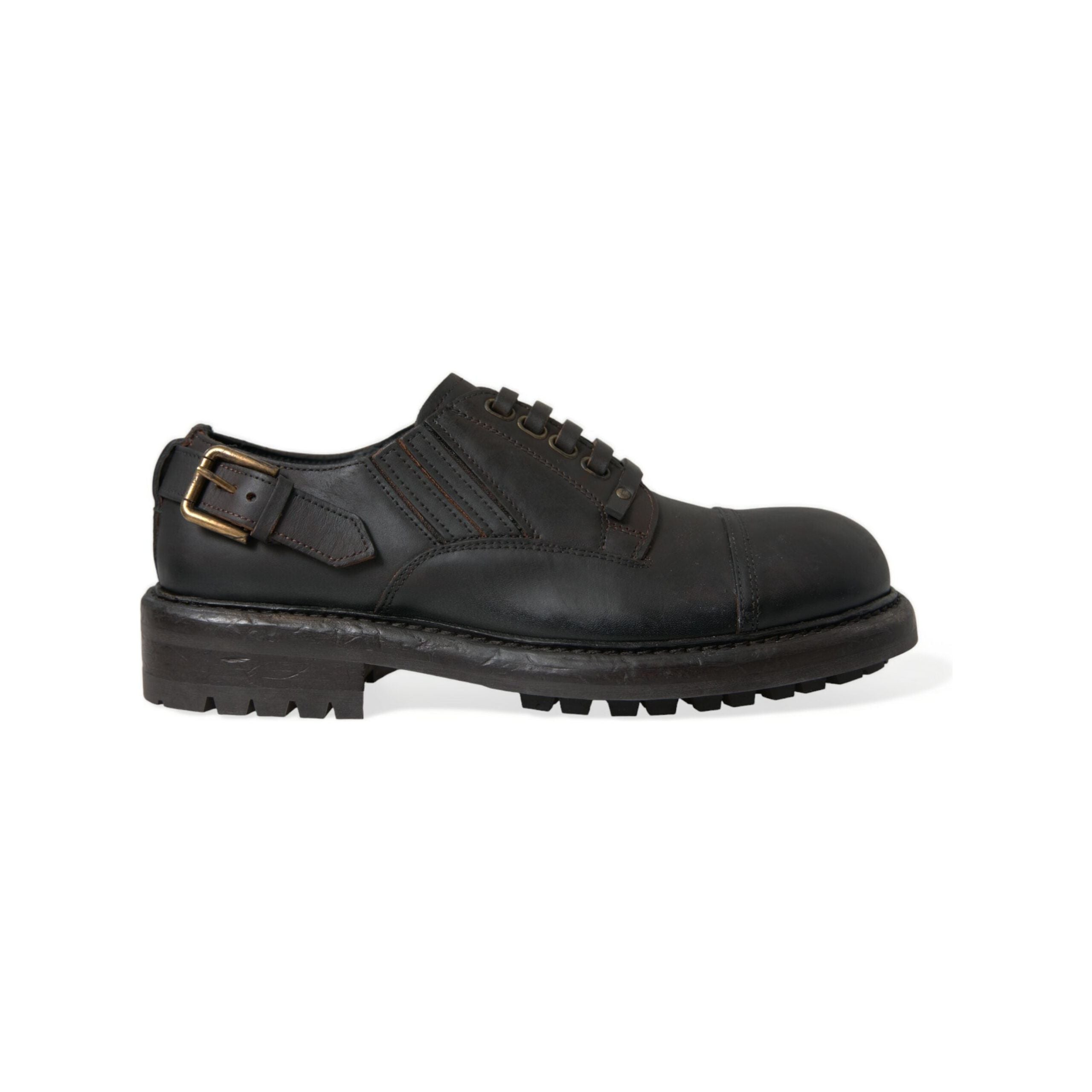 Dolce & Gabbana Black Leather Derby Dress Shoes