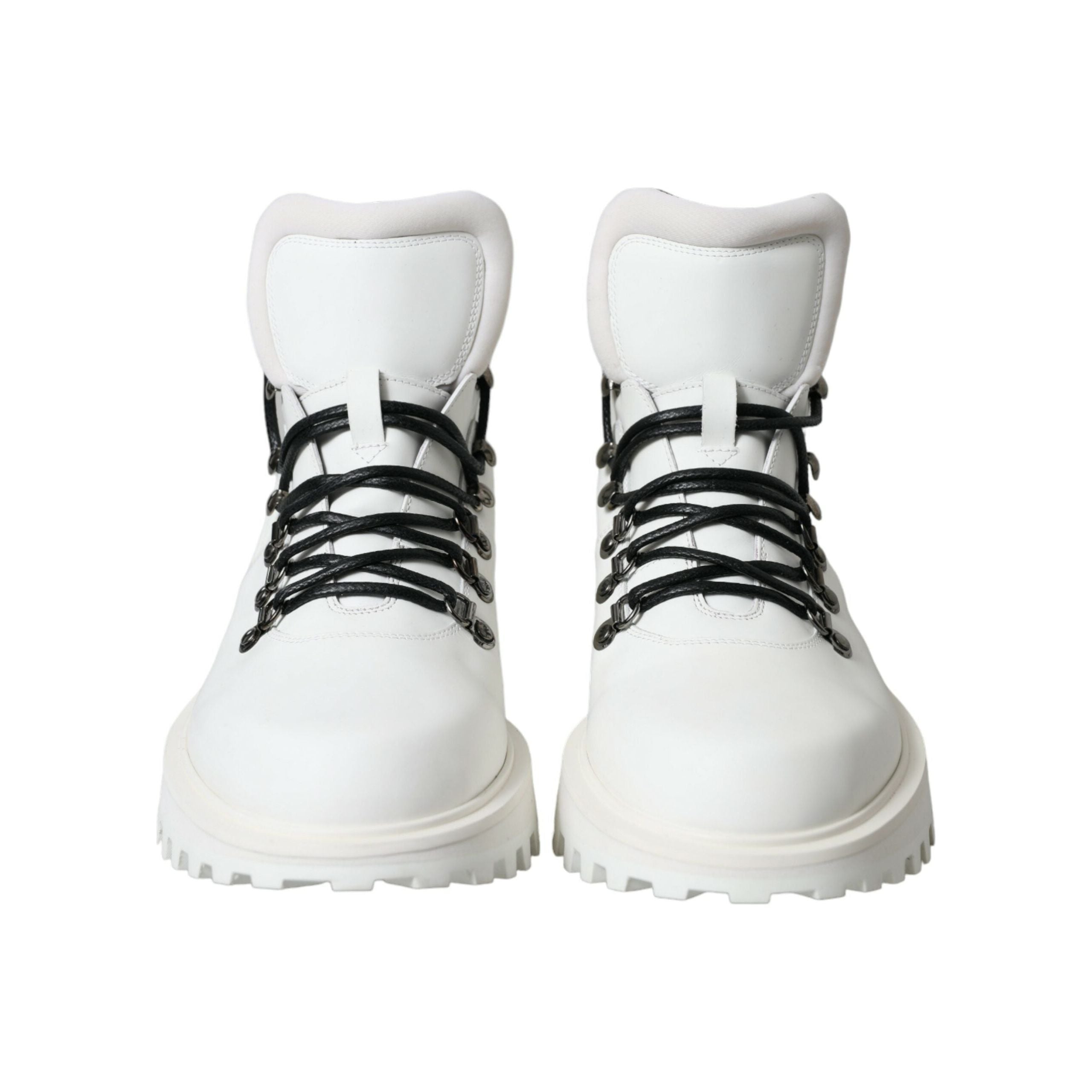 Dolce & Gabbana White Leather Ankle Boots for Luxe Style
