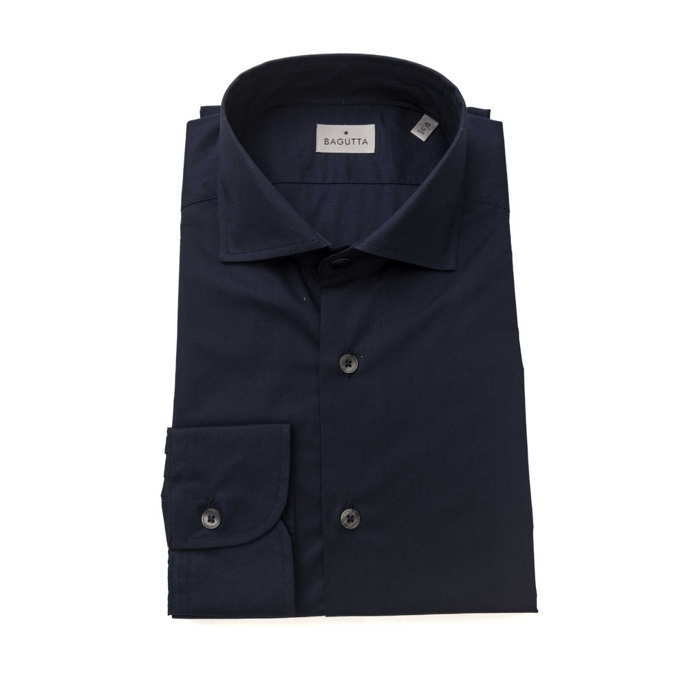 Bagutta Blue Cotton Shirt with French Collar Elegance
