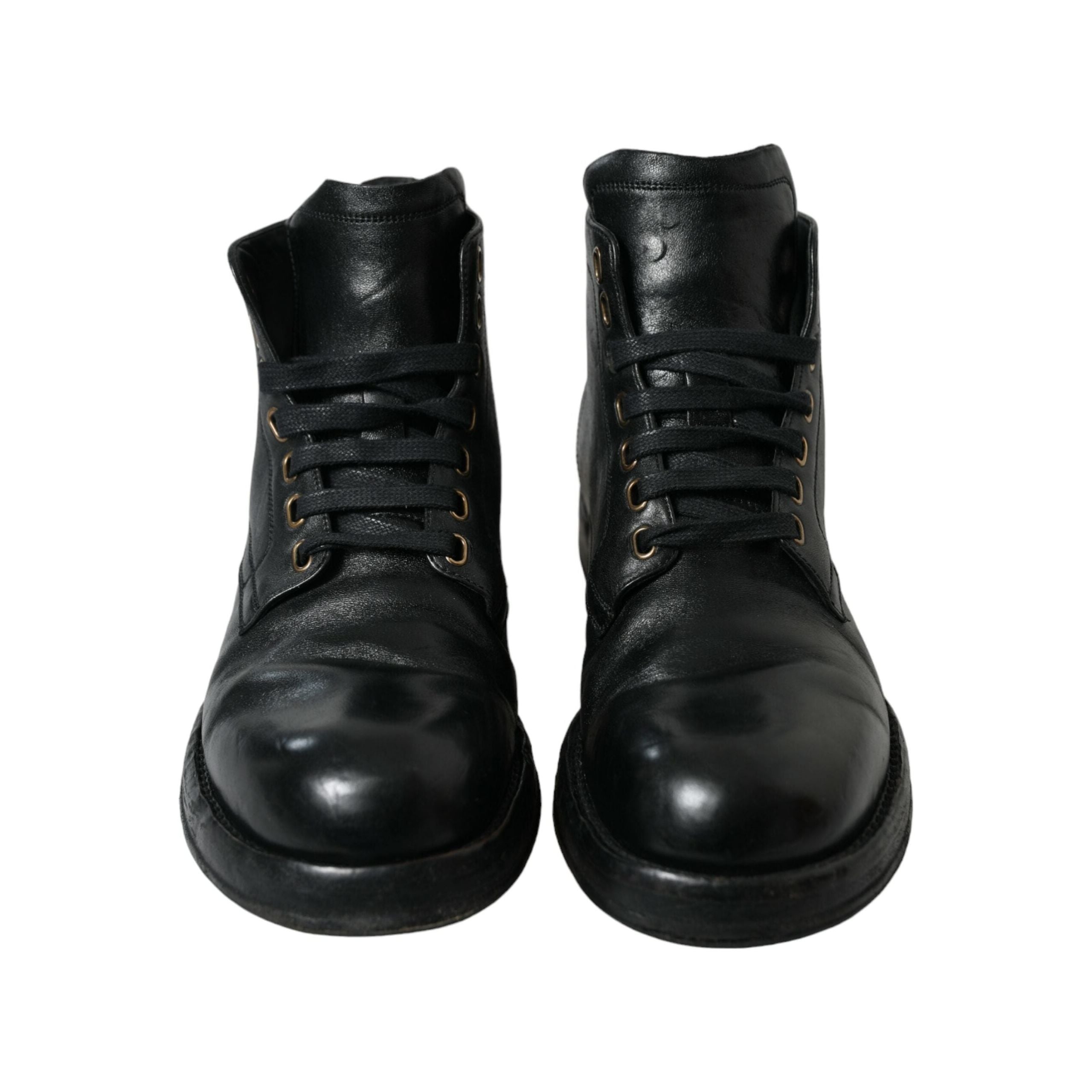 Dolce & Gabbana Black Horse Leather Ankle Boots