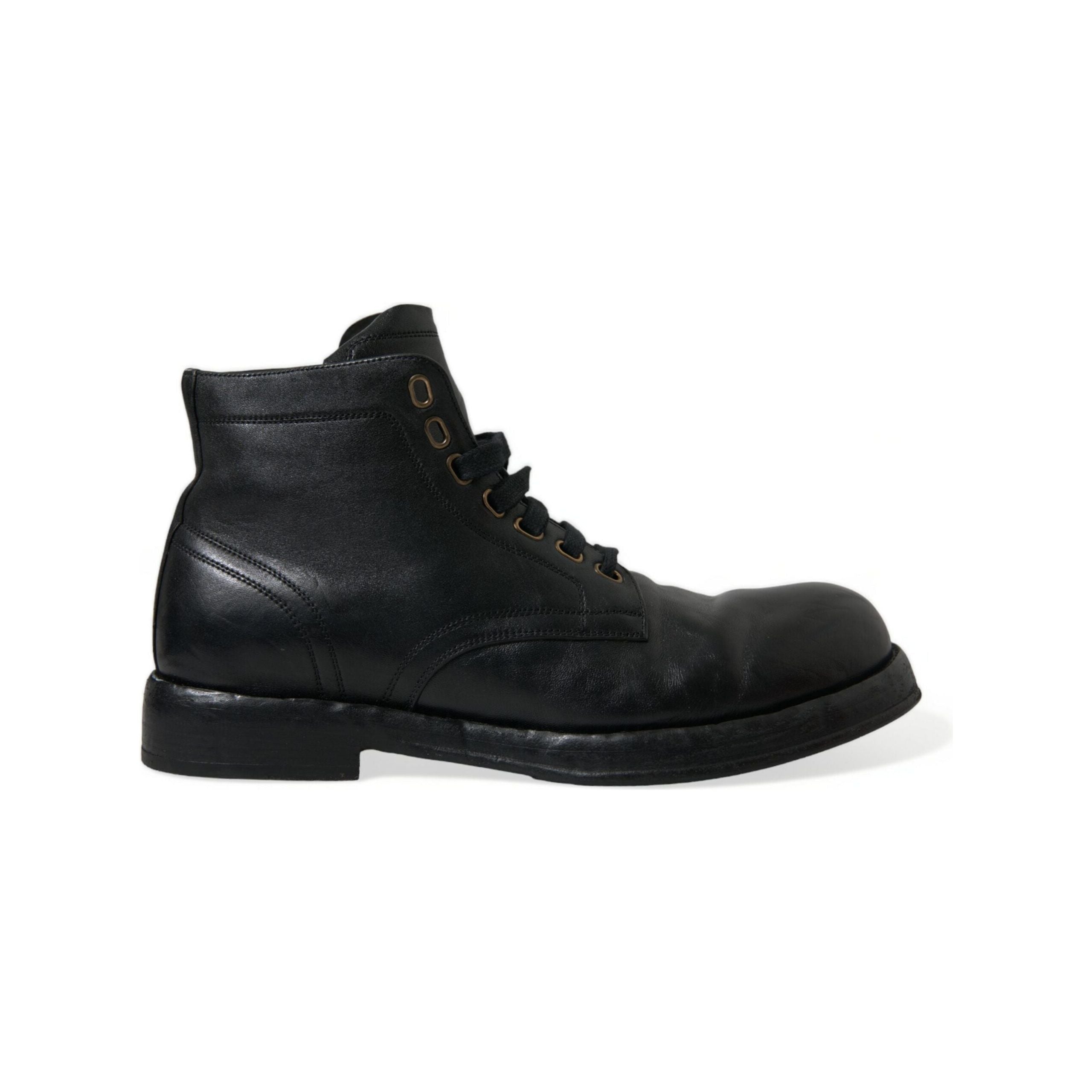 Dolce & Gabbana Black Horse Leather Ankle Boots