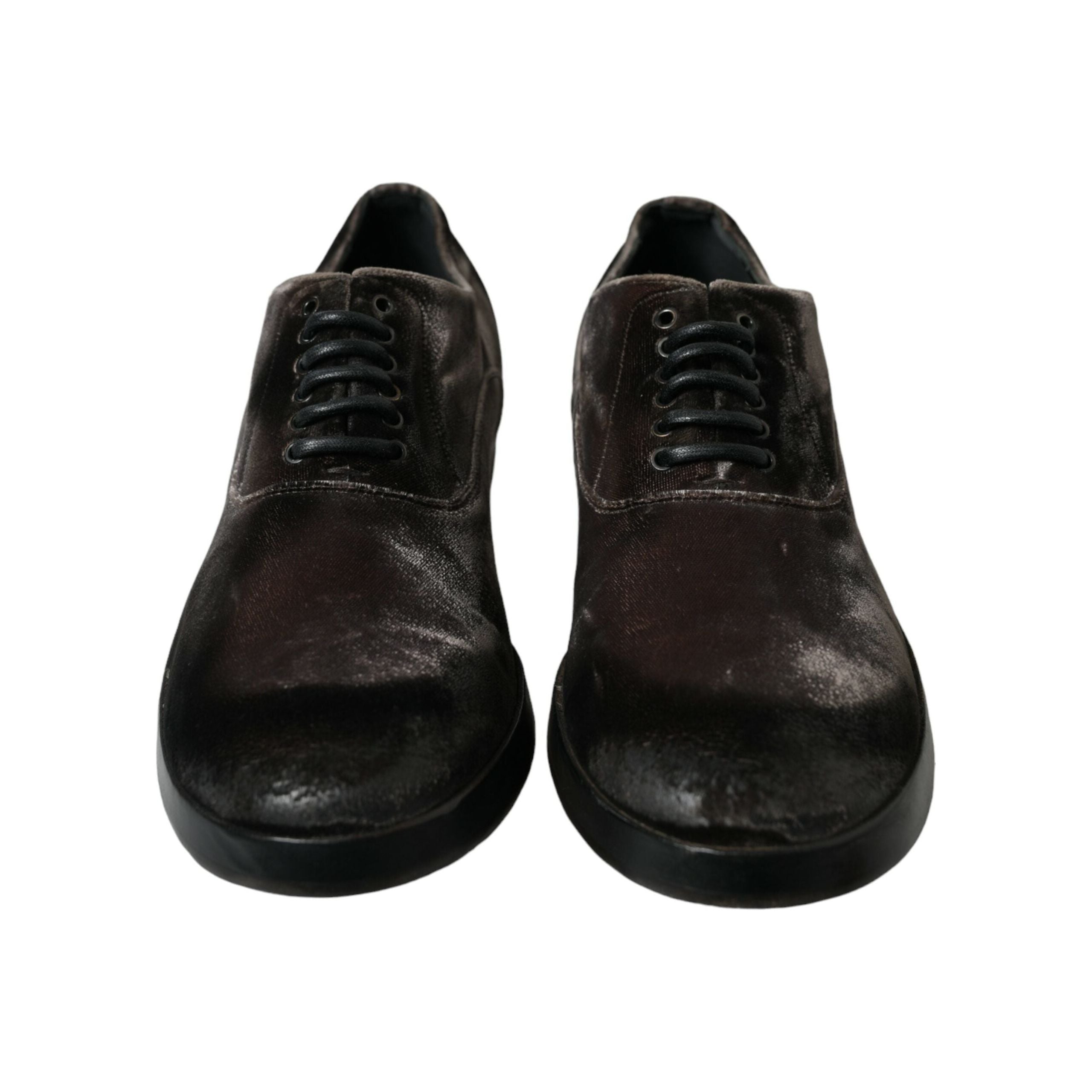 Dolce & Gabbana Brown Velvet Oxford Lace-up Shoes