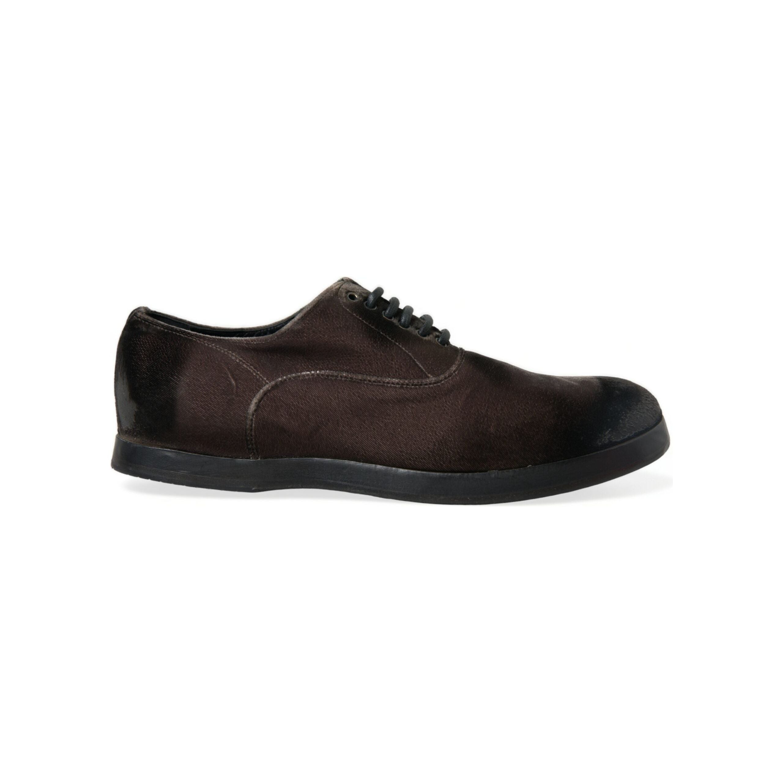 Dolce & Gabbana Brown Velvet Oxford Lace-up Shoes
