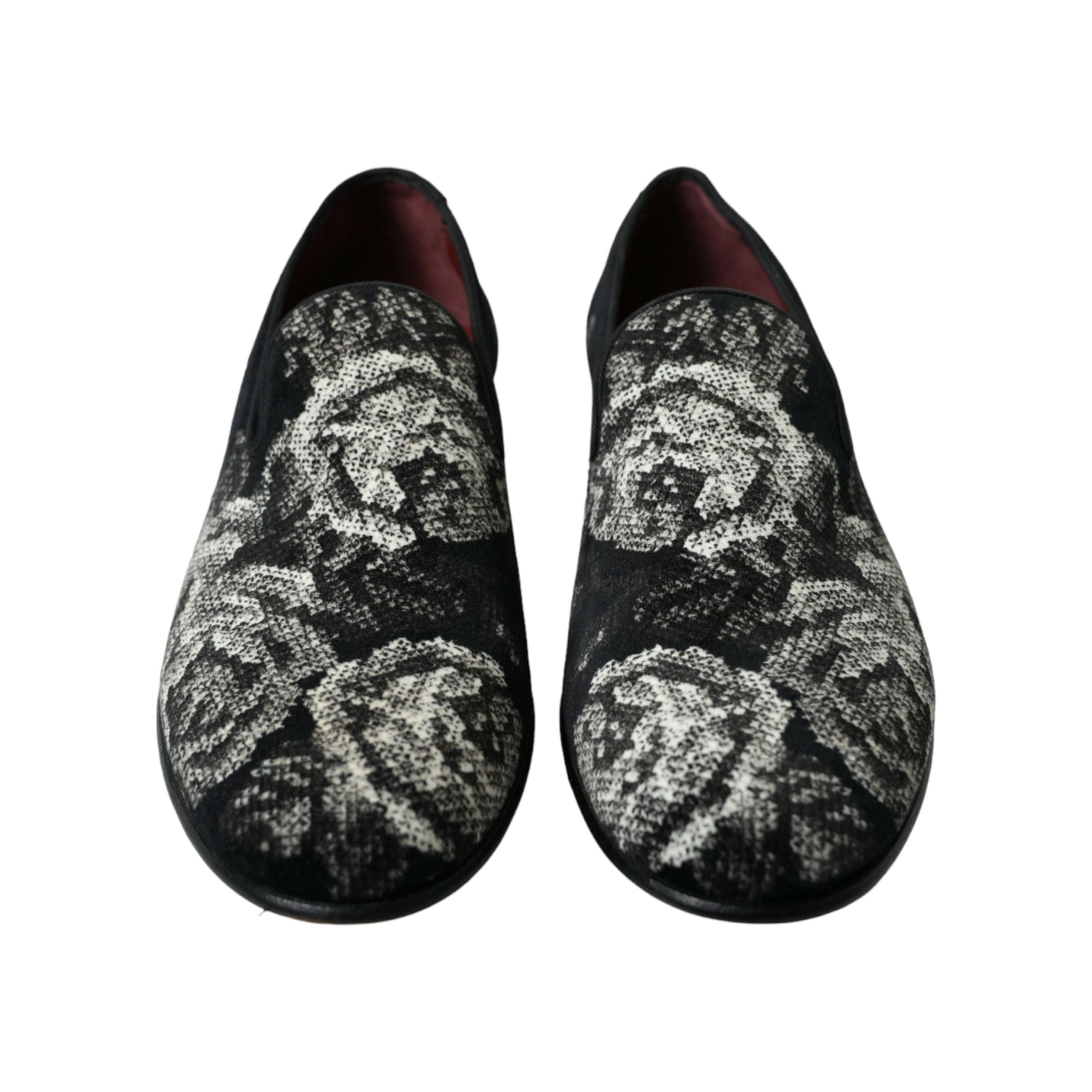 Dolce & Gabbana Black Floral Velvet Loafers