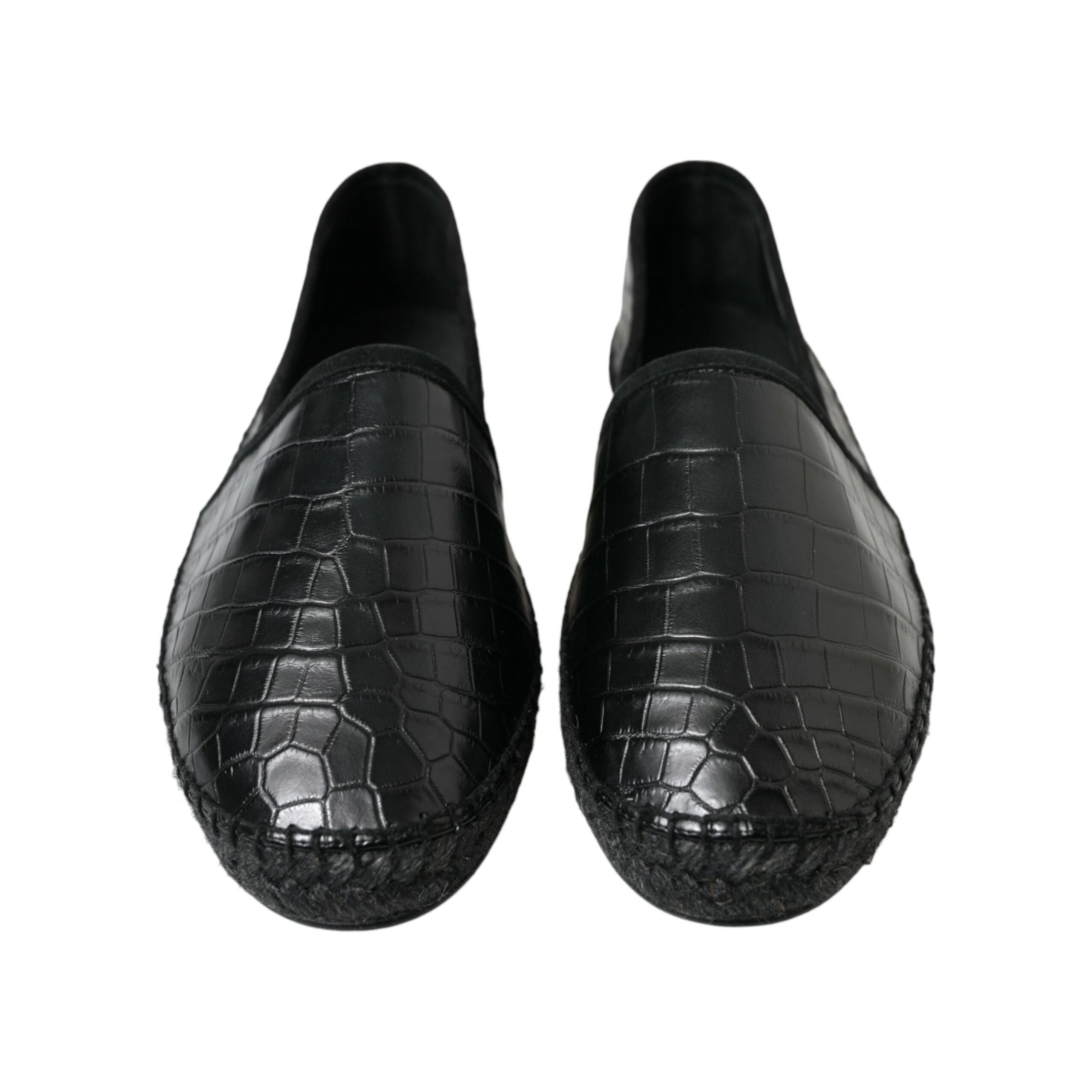 Dolce & Gabbana Black Crocodile Leather Espadrilles Luxury Footwear