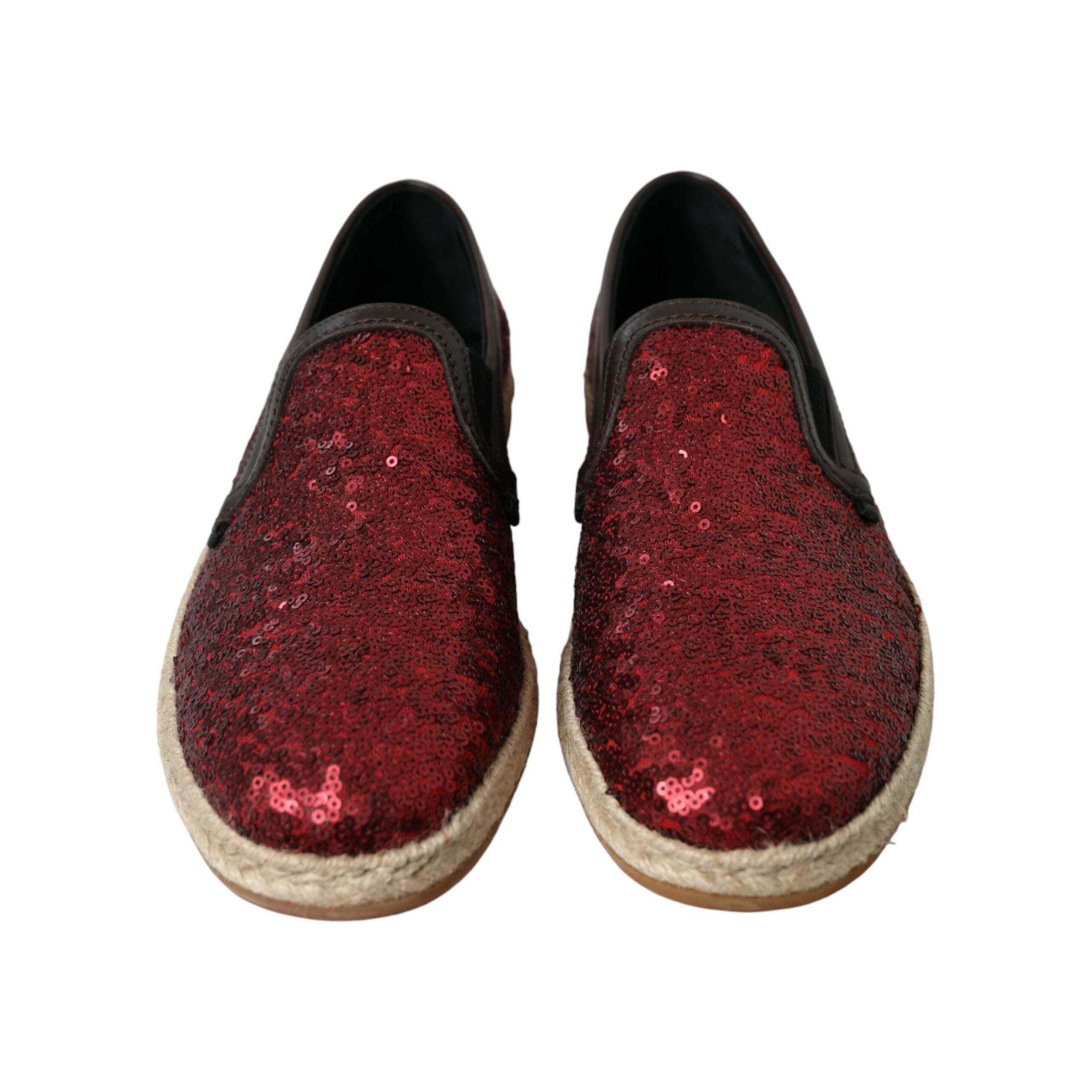 Dolce & Gabbana Red Sequined Leather Loafers for Luxe Style