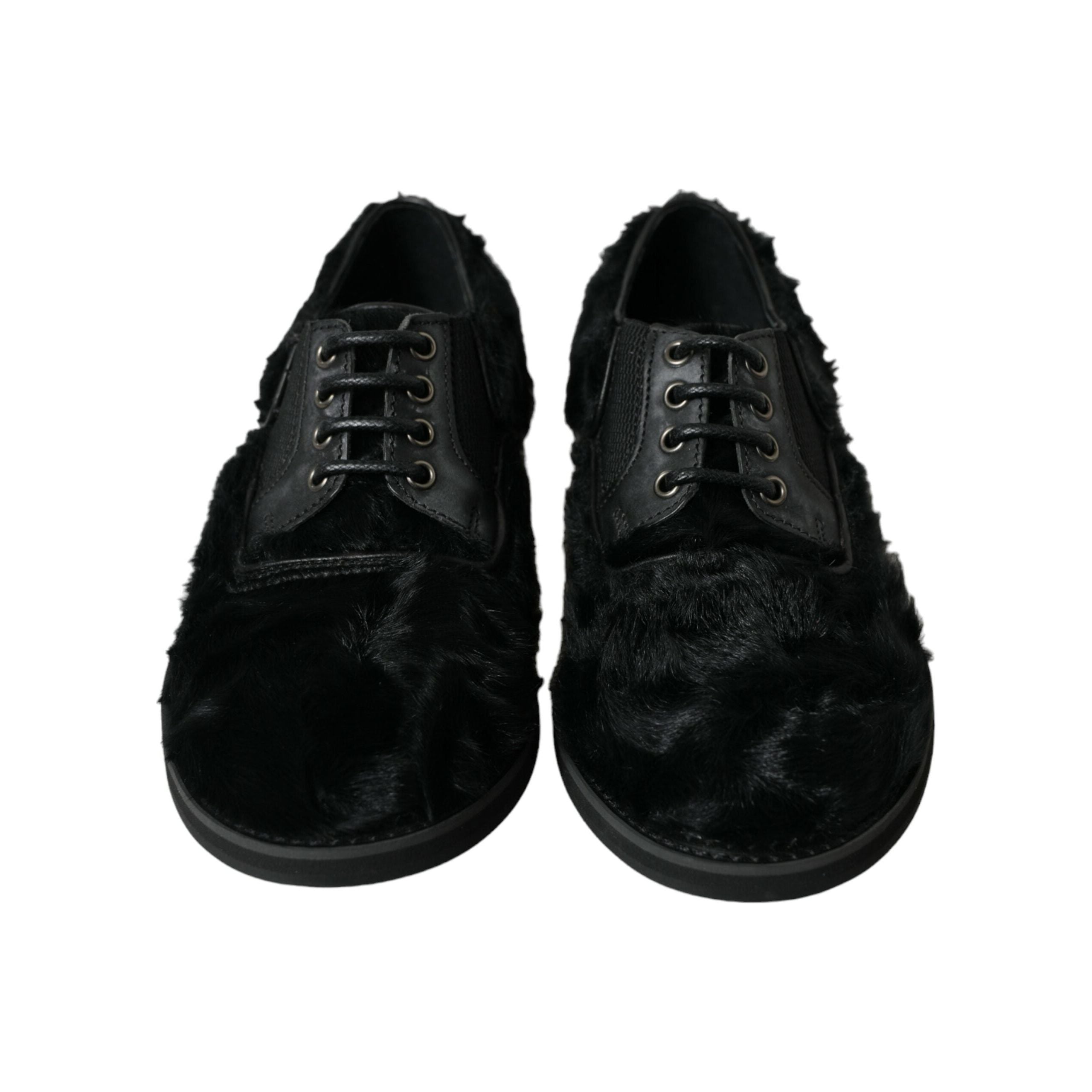 Dolce & Gabbana Black Leather Derby Dress Shoes