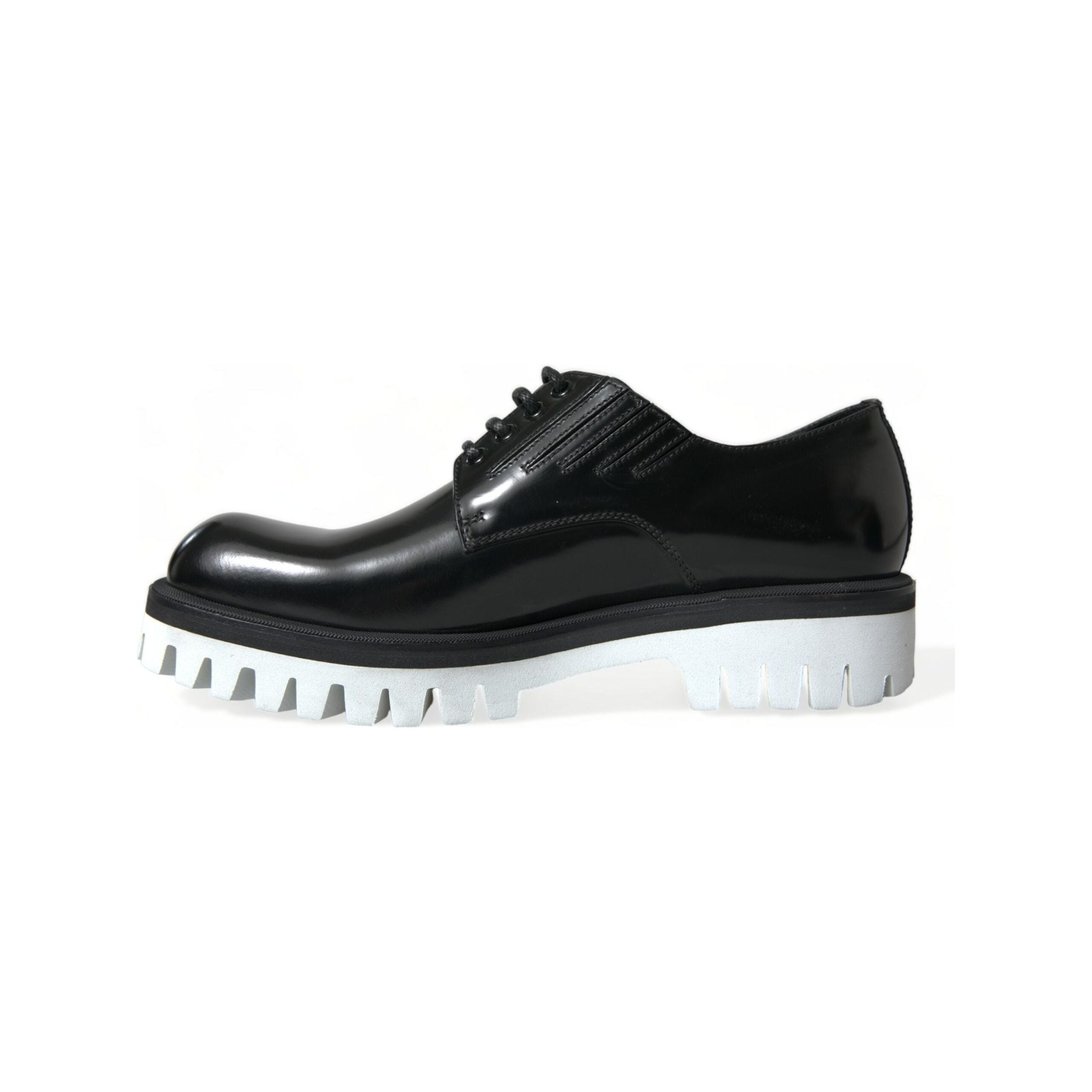 Dolce & Gabbana Black and White Leather Derby Shoes