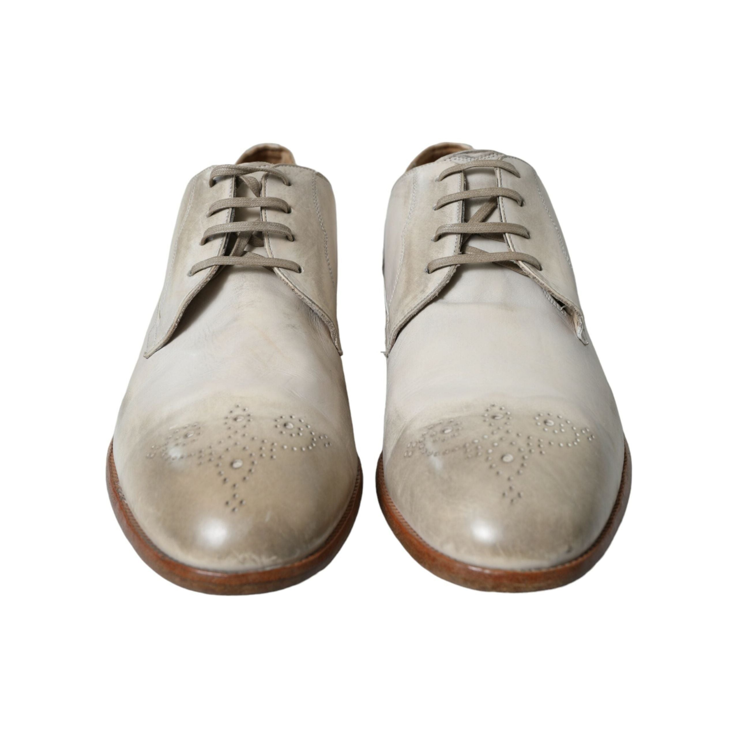 Dolce & Gabbana White Calfskin Derby Shoes