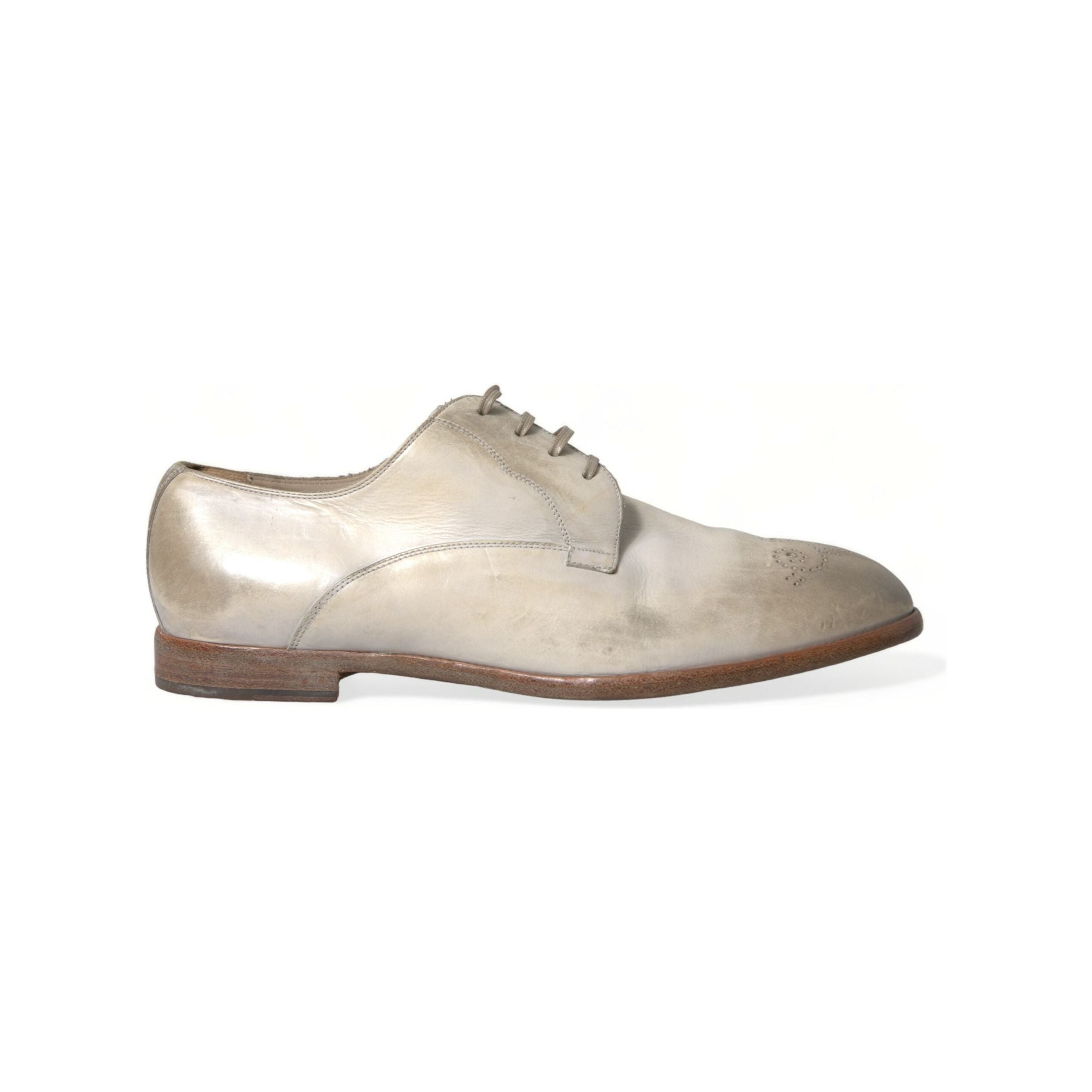 Dolce & Gabbana White Calfskin Derby Shoes