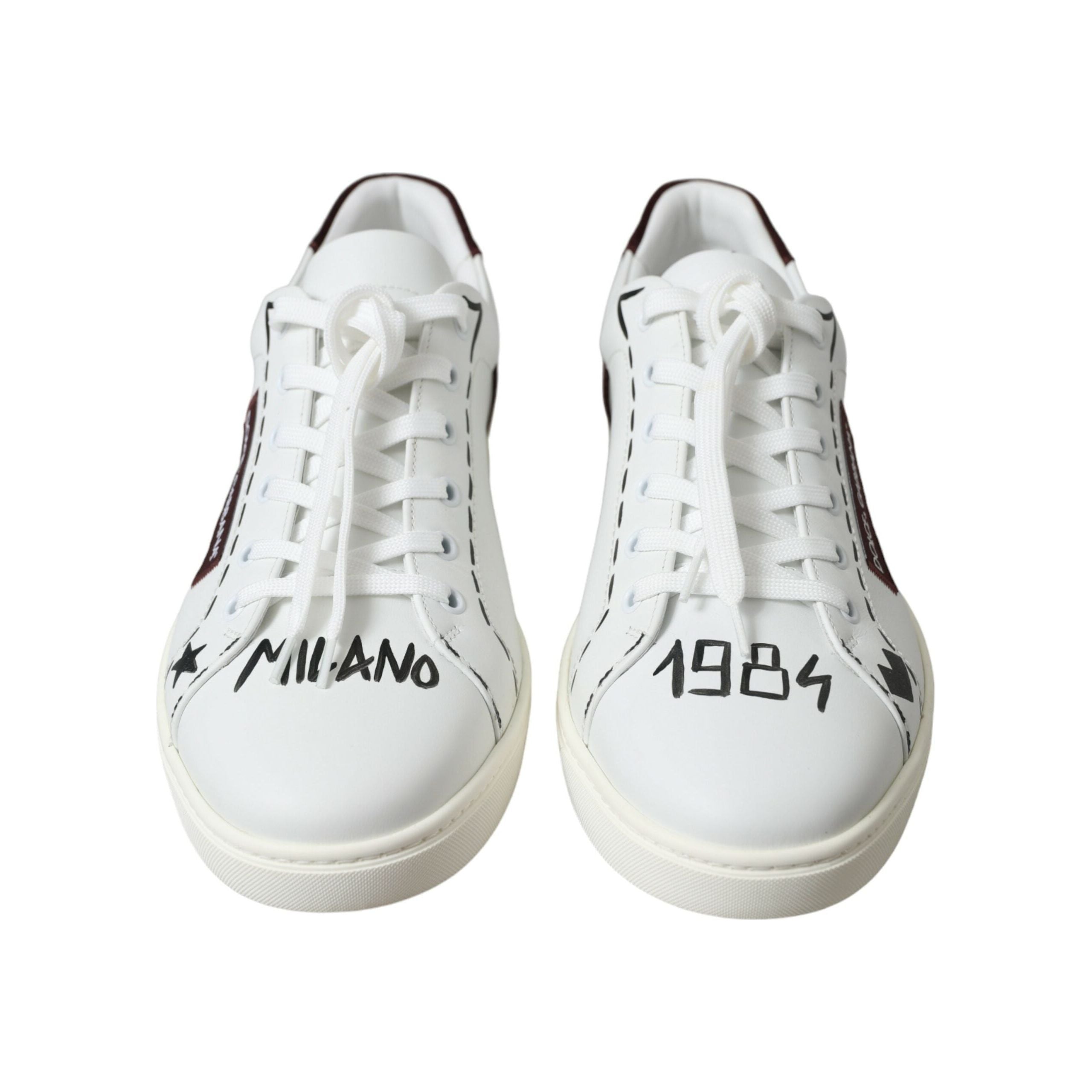 Dolce & Gabbana White Calf Leather Low Top Sneakers