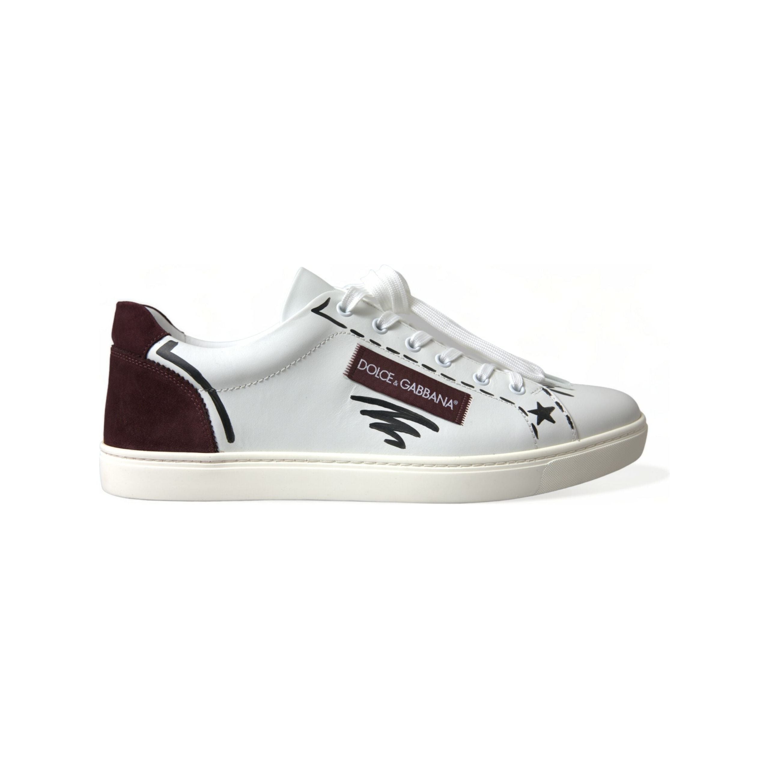 Dolce & Gabbana White Calf Leather Low Top Sneakers