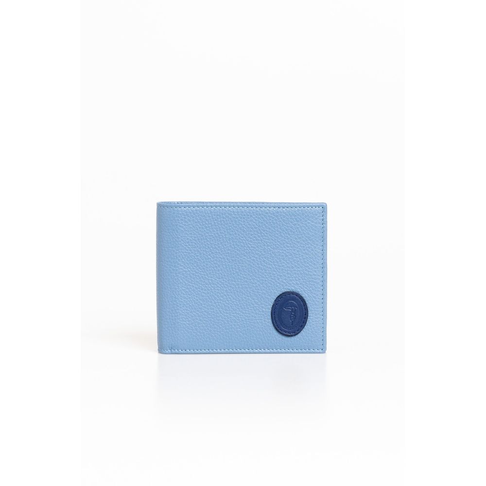 Trussardi Light Blue Leather Wallet for Elevated Style