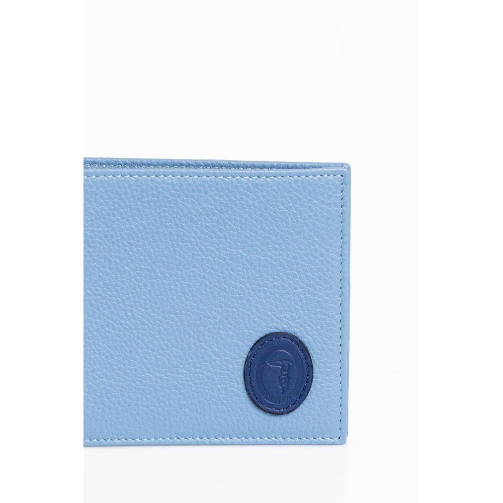 Trussardi Light Blue Leather Wallet for Elevated Style