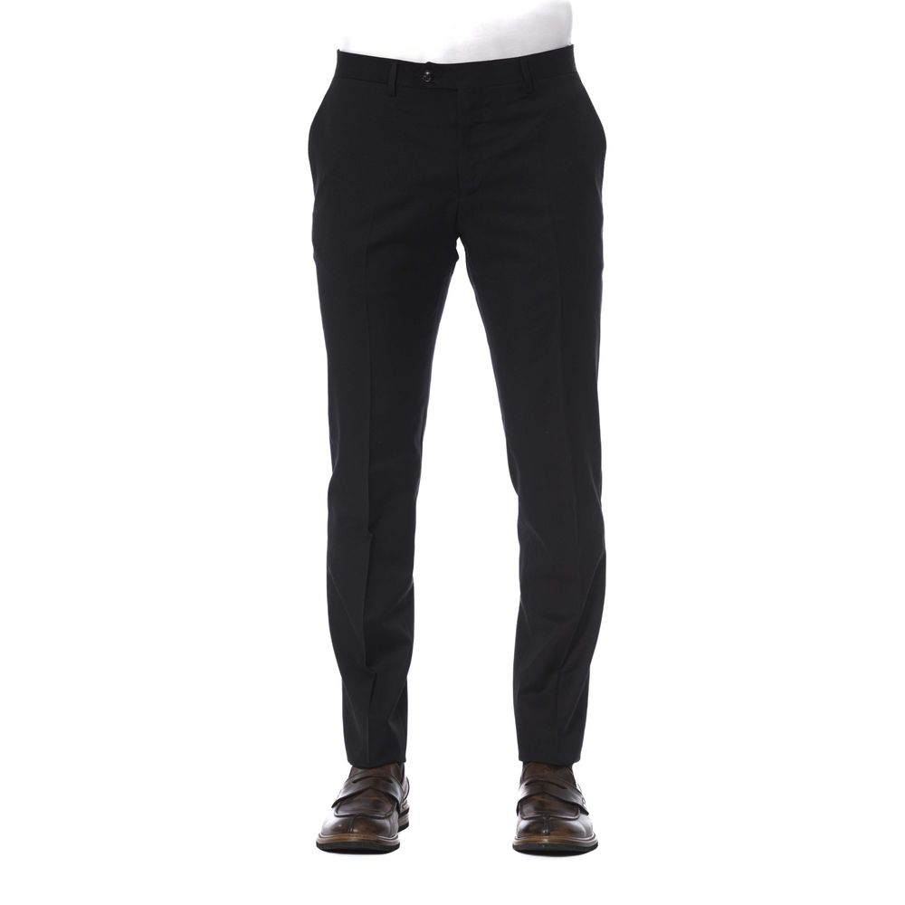 Trussardi Black Virgin Wool Trouser for Elevated Style