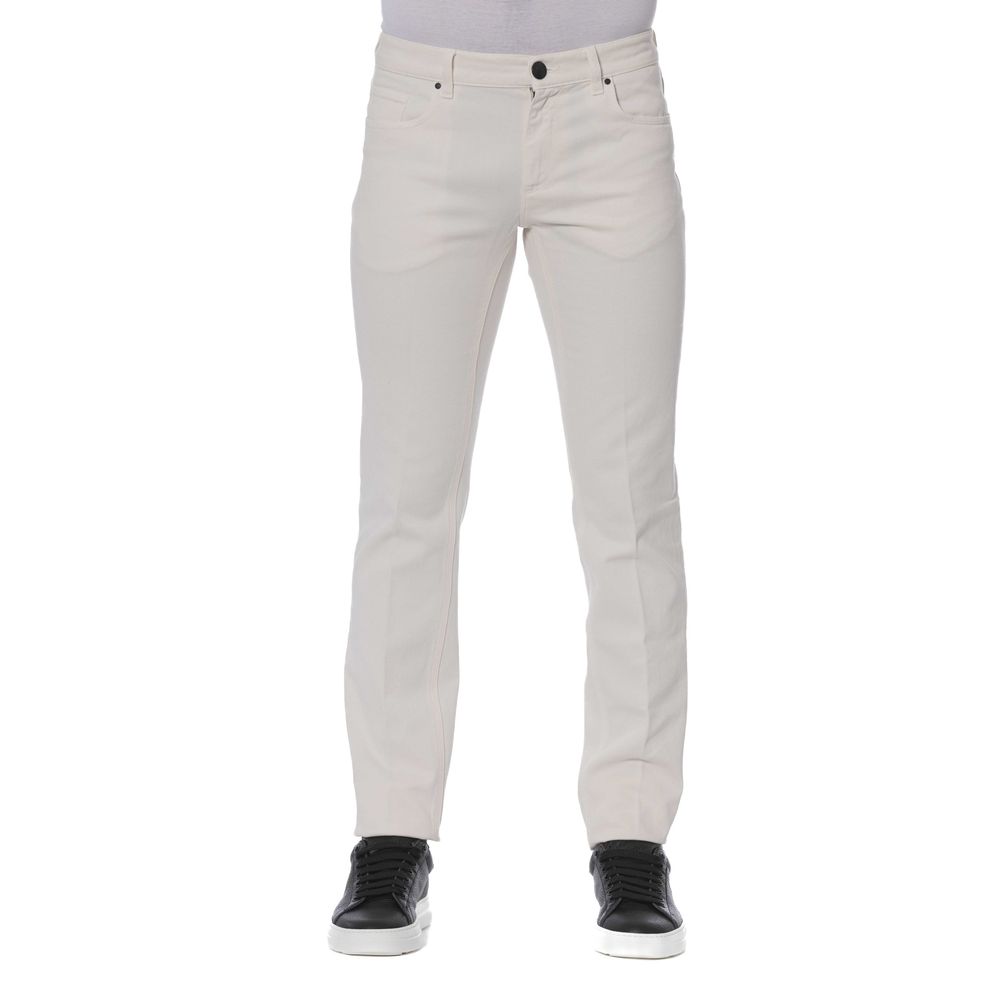 Trussardi White Cotton Jeans for Elevated Casual Elegance