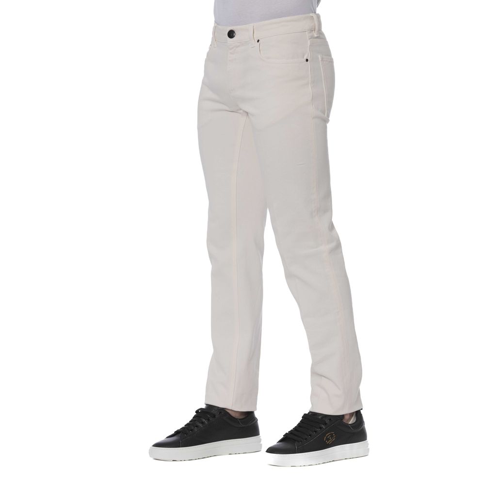 Trussardi White Cotton Jeans for Elevated Casual Elegance