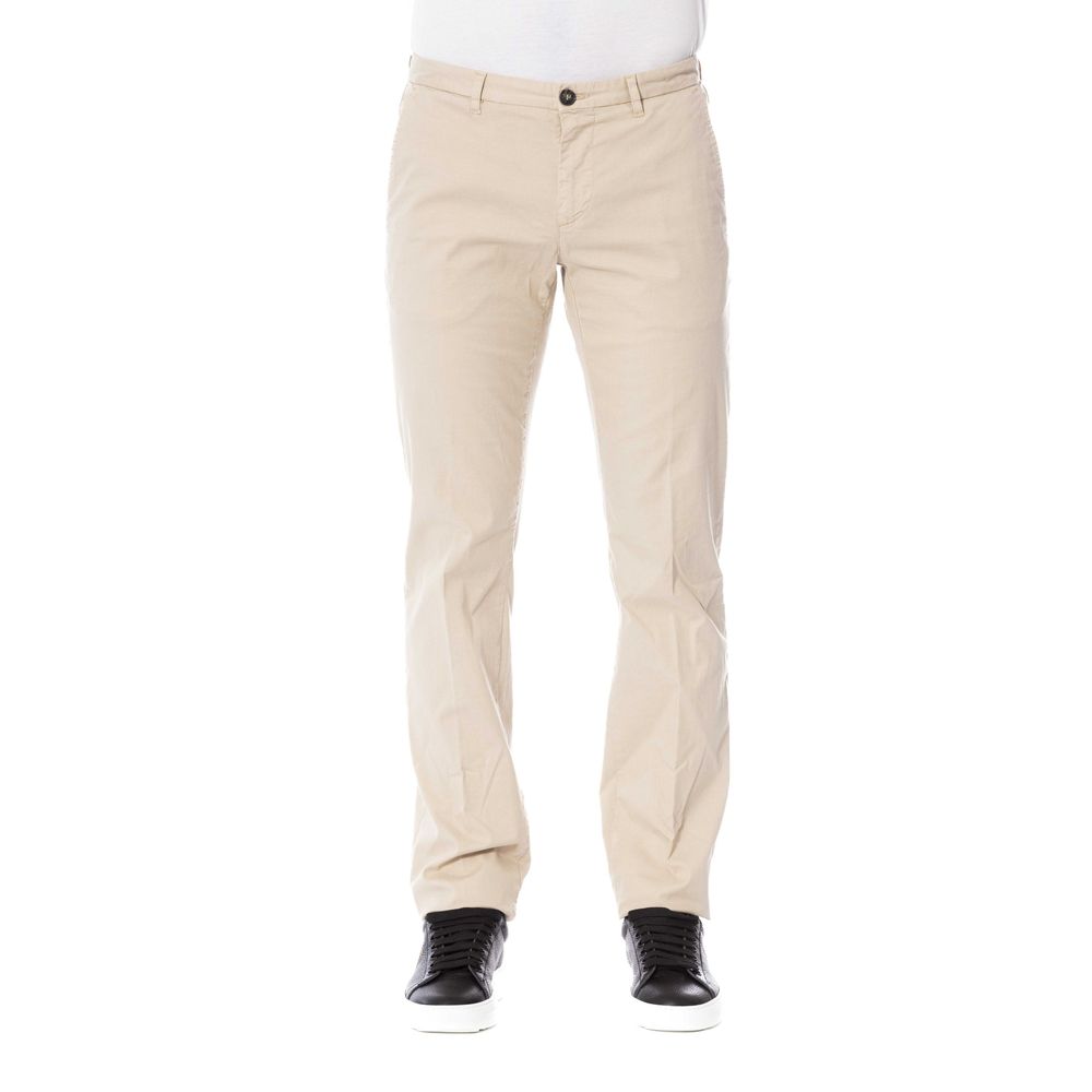 Trussardi Beige Cotton Trousers for Timeless Elegance