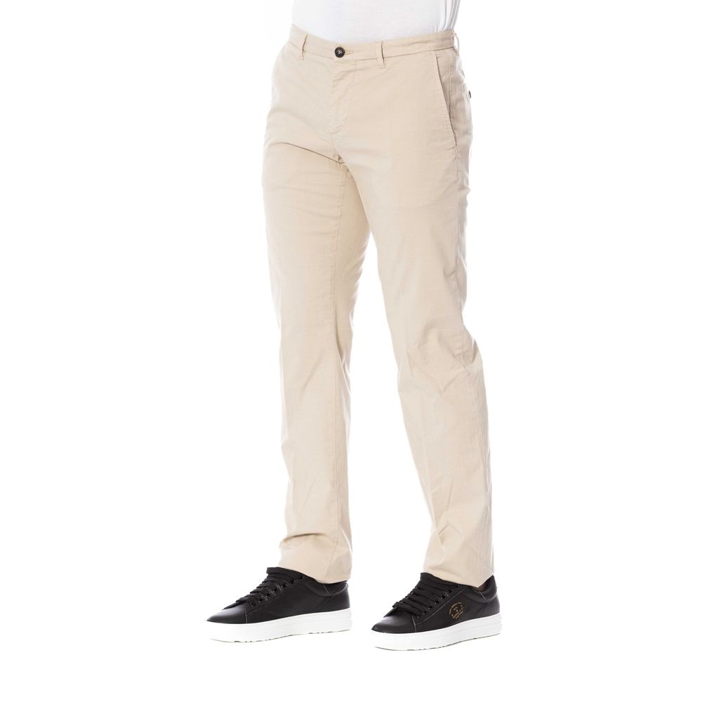 Trussardi Beige Cotton Trousers for Timeless Elegance