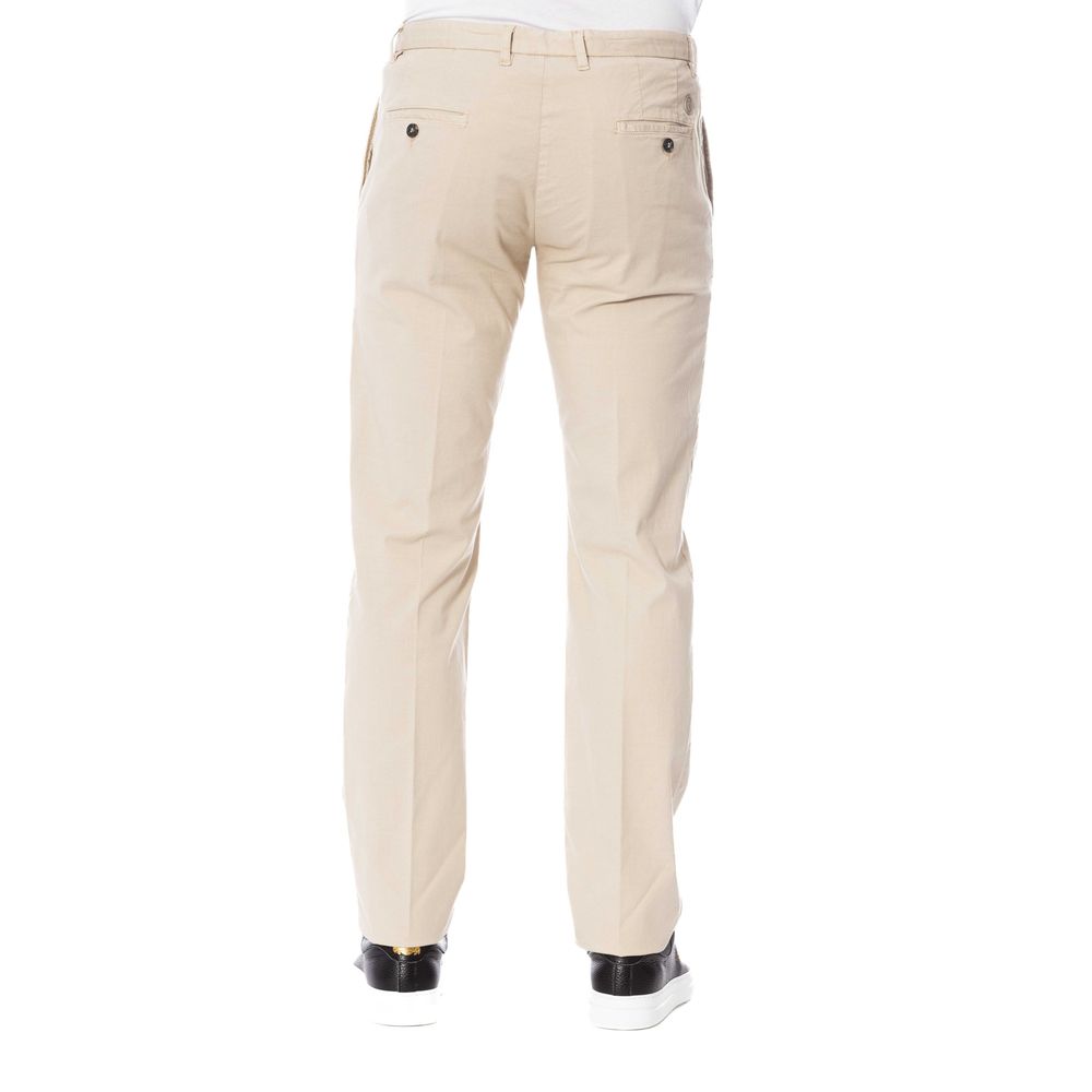 Trussardi Beige Cotton Trousers for Timeless Elegance