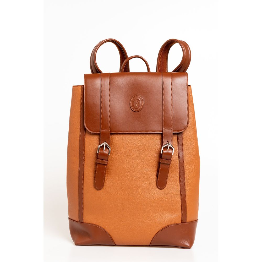 Trussardi Brown Leather Backpack for Urban Sophistication