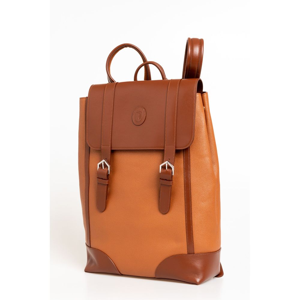Trussardi Brown Leather Backpack for Urban Sophistication
