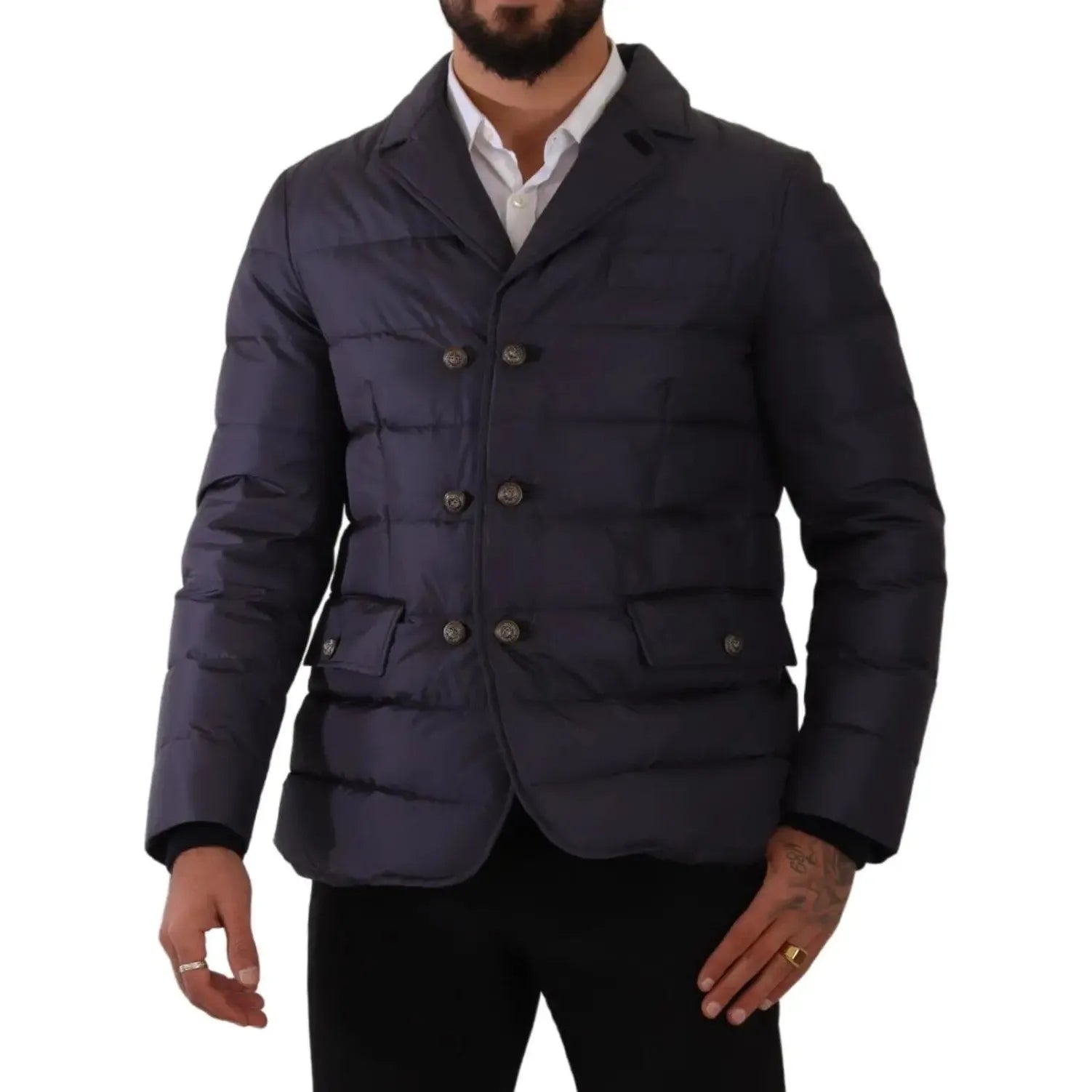 Dolce & Gabbana Dark Blue Silk Blend Jacket