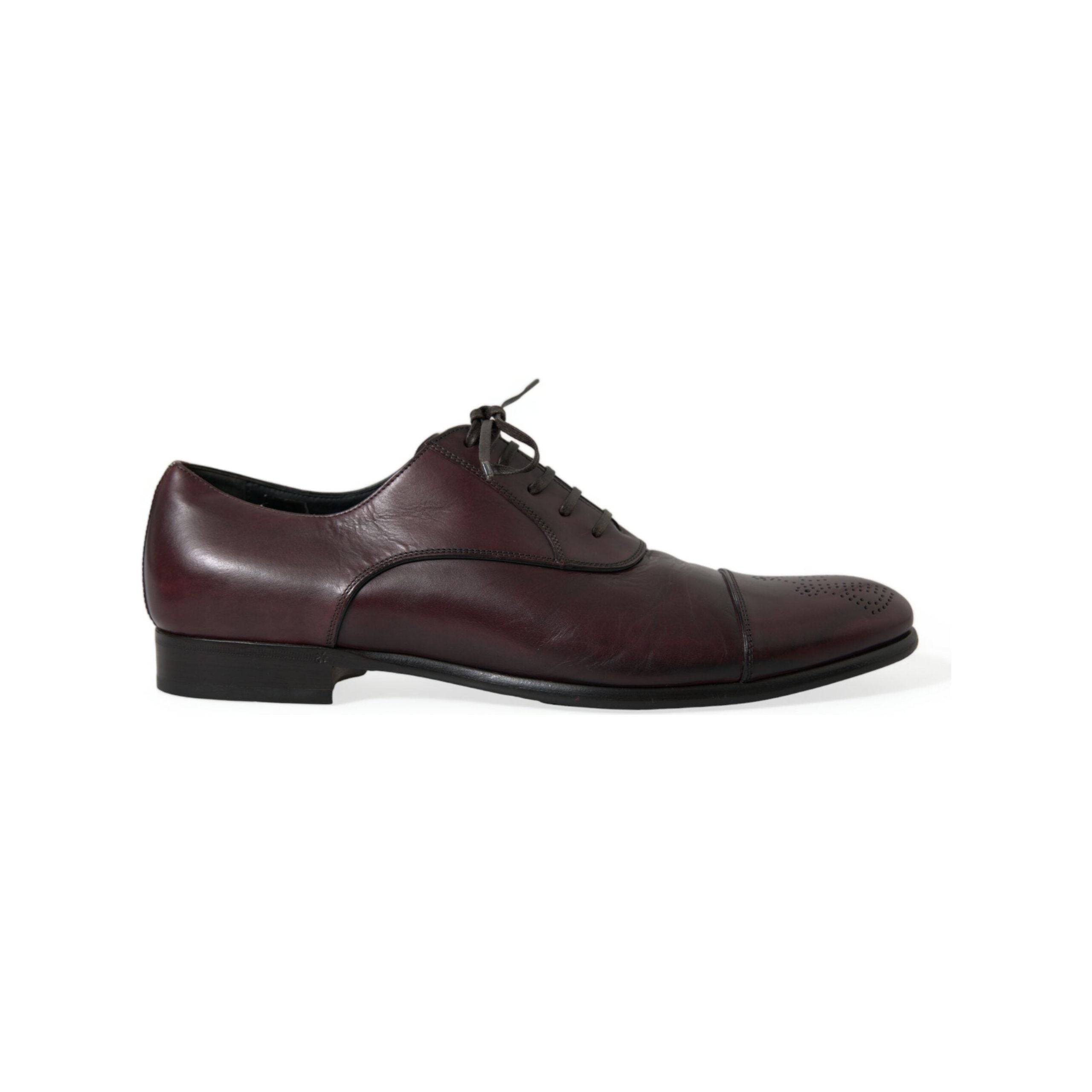 Dolce & Gabbana Burgundy Leather Derby Shoes