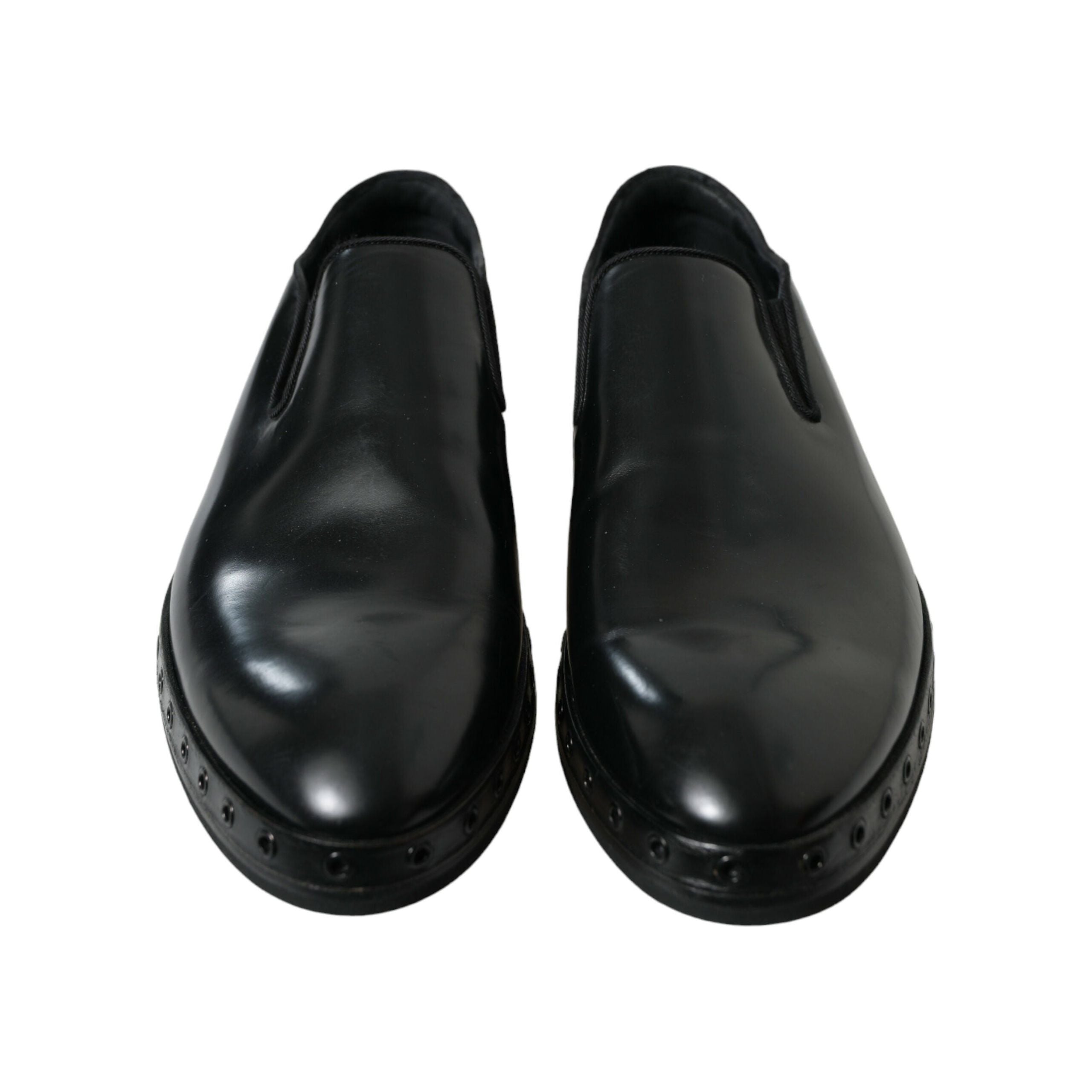 Dolce & Gabbana Black Leather Studded Loafers