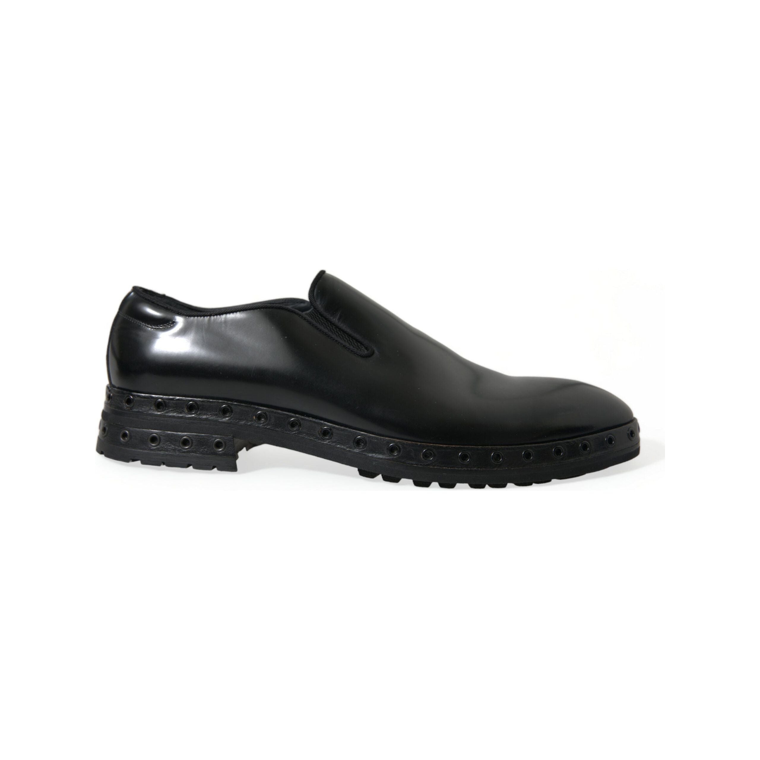 Dolce & Gabbana Black Leather Studded Loafers