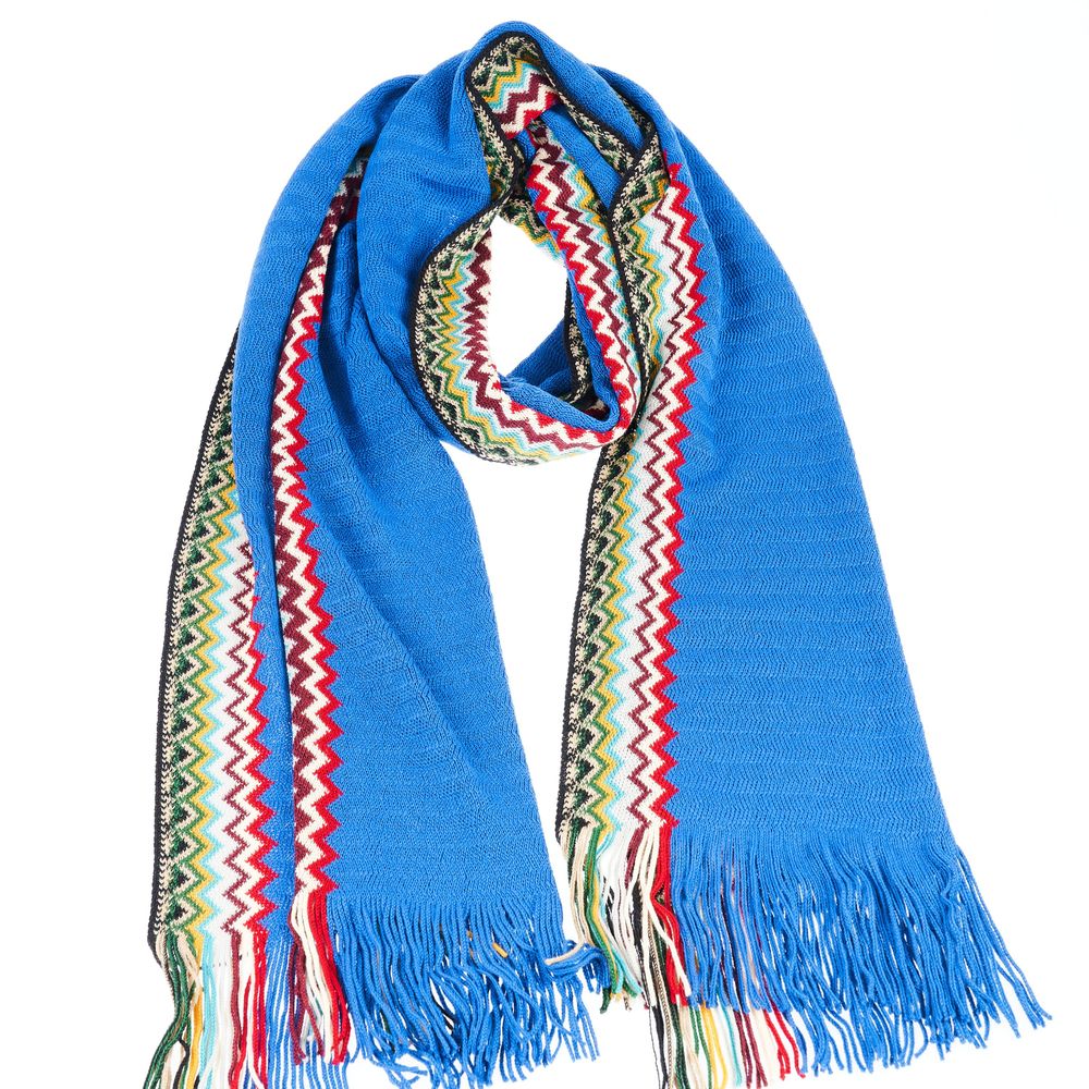 Missoni Blue Wool Scarf - Luxurious Italian Craftsmanship