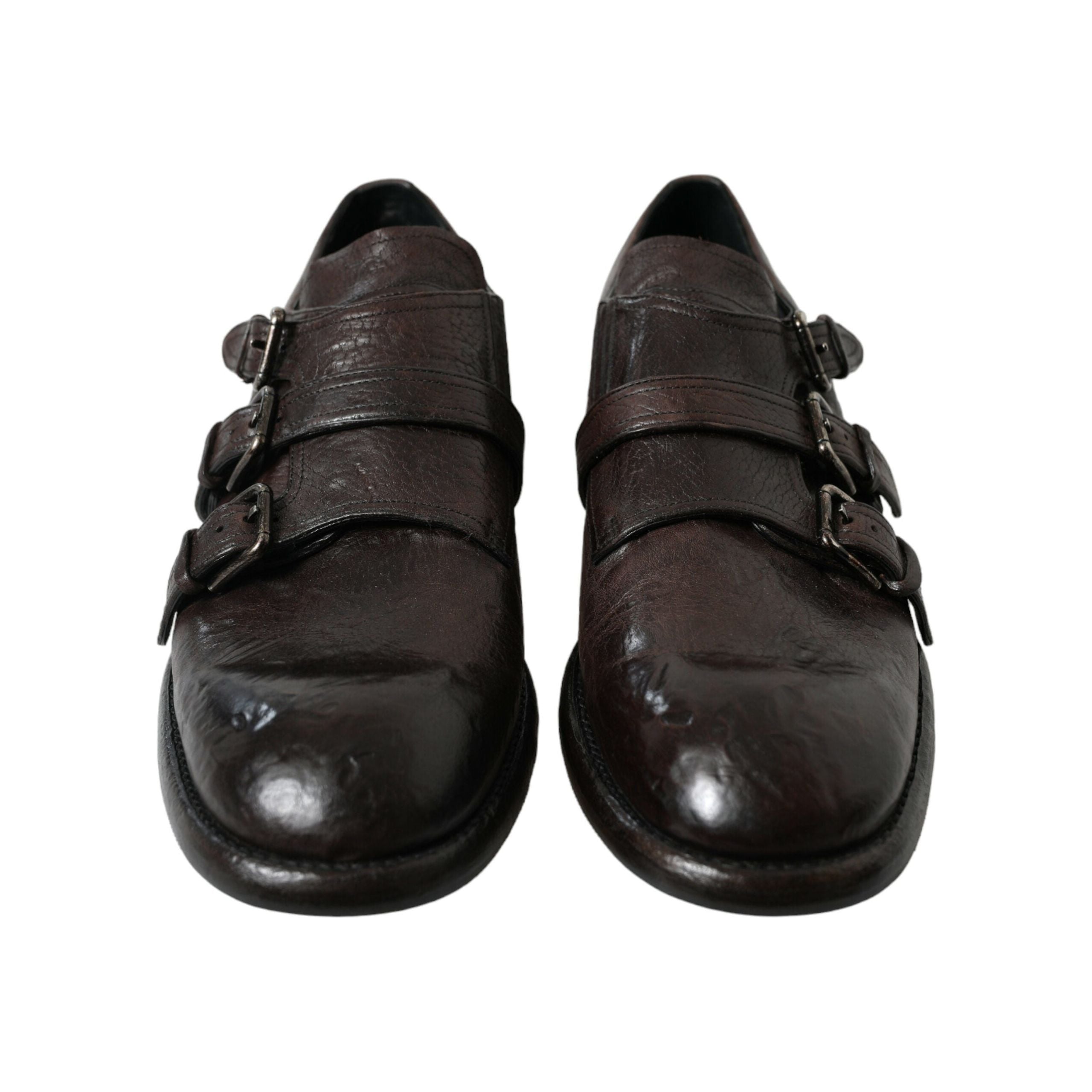 Dolce & Gabbana Black Leather Triple Buckle Dress Shoes