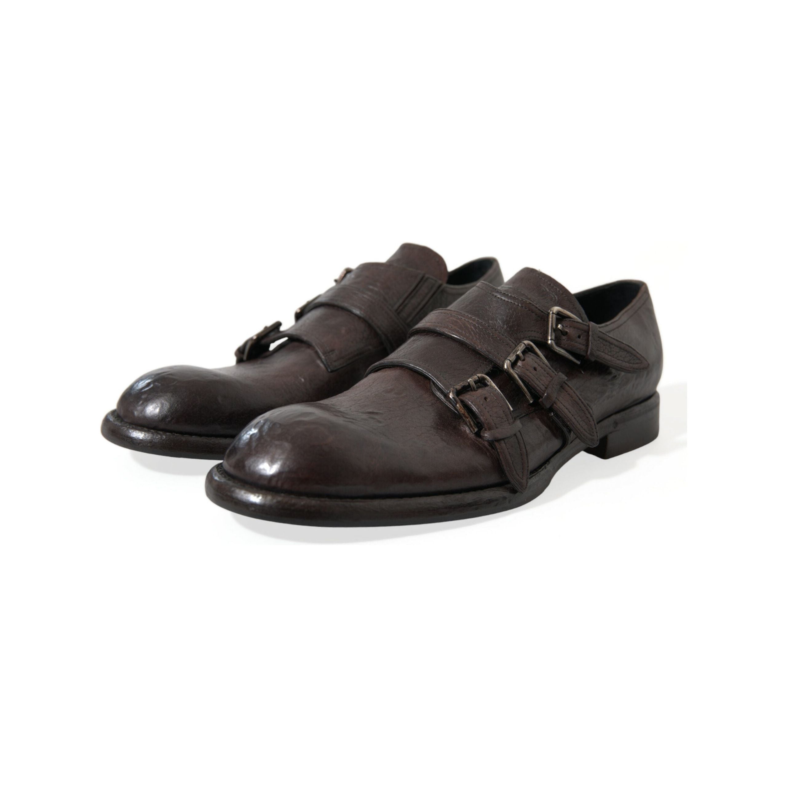 Dolce & Gabbana Black Leather Triple Buckle Dress Shoes