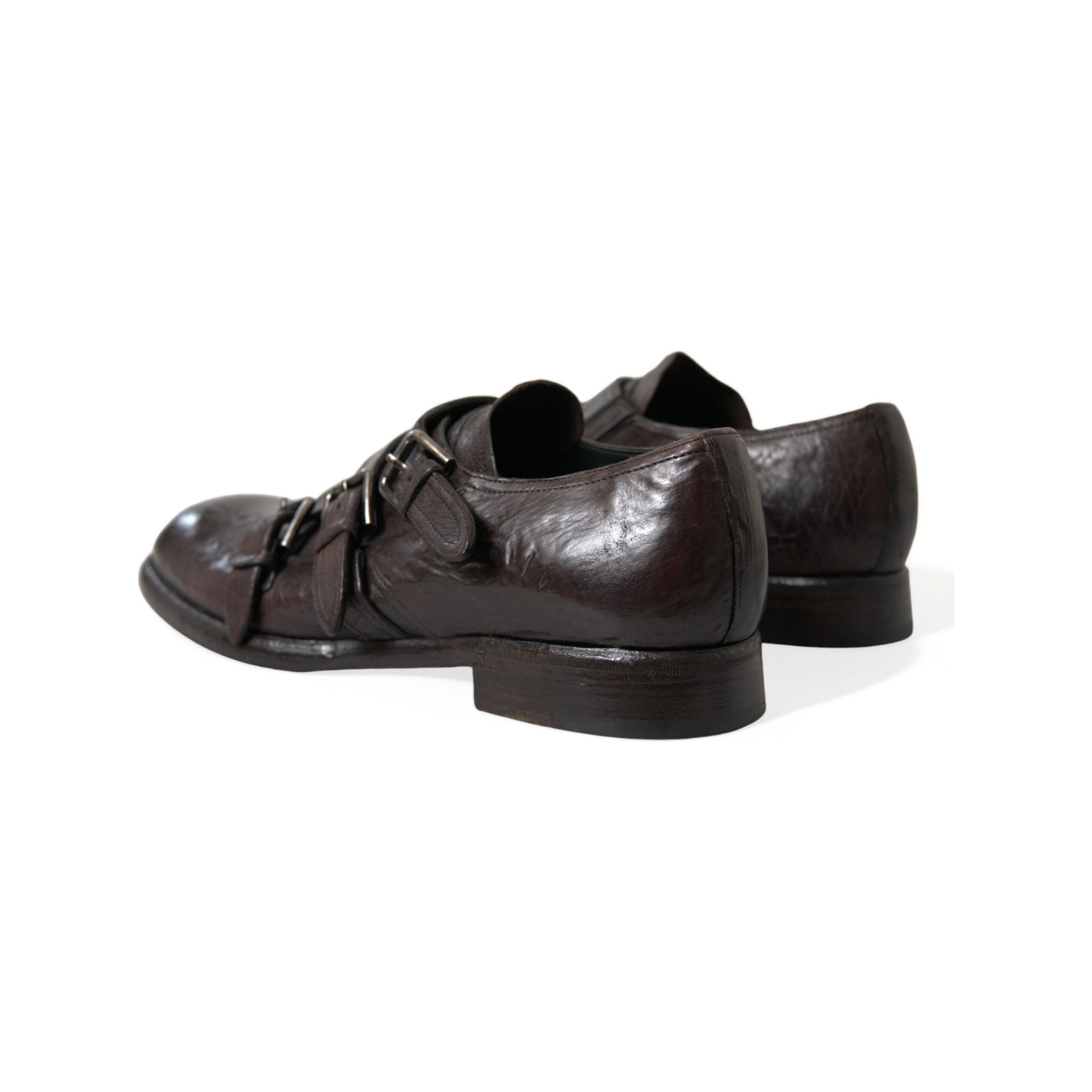 Dolce & Gabbana Black Leather Triple Buckle Dress Shoes