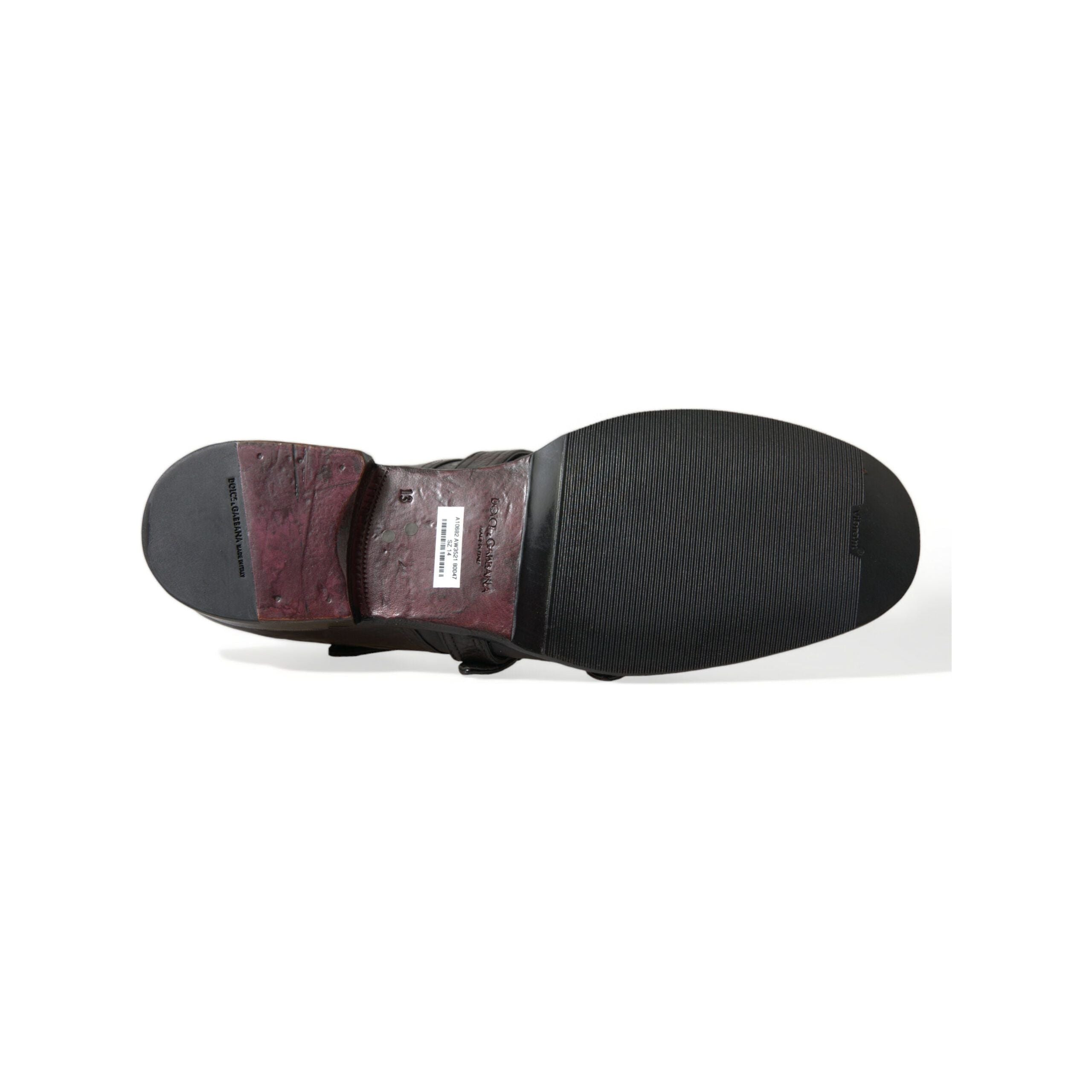 Dolce & Gabbana Black Leather Triple Buckle Dress Shoes