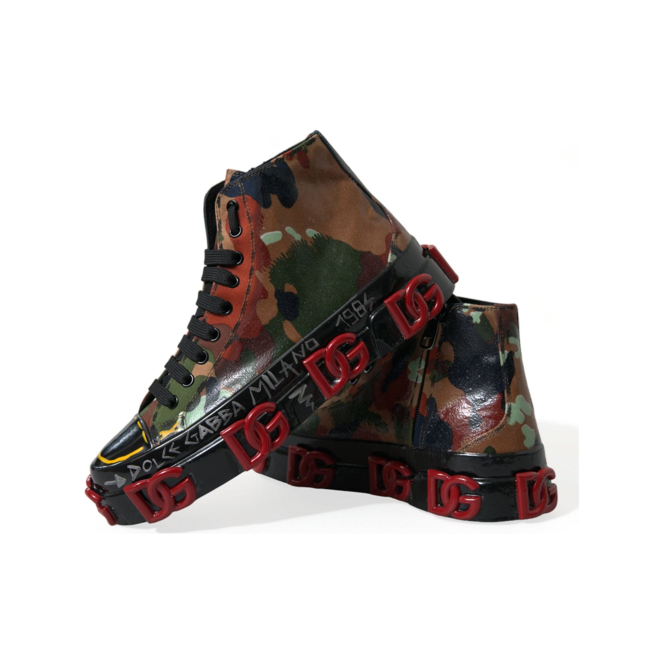 Dolce & Gabbana Multicolor Cotton High-Top Sneakers