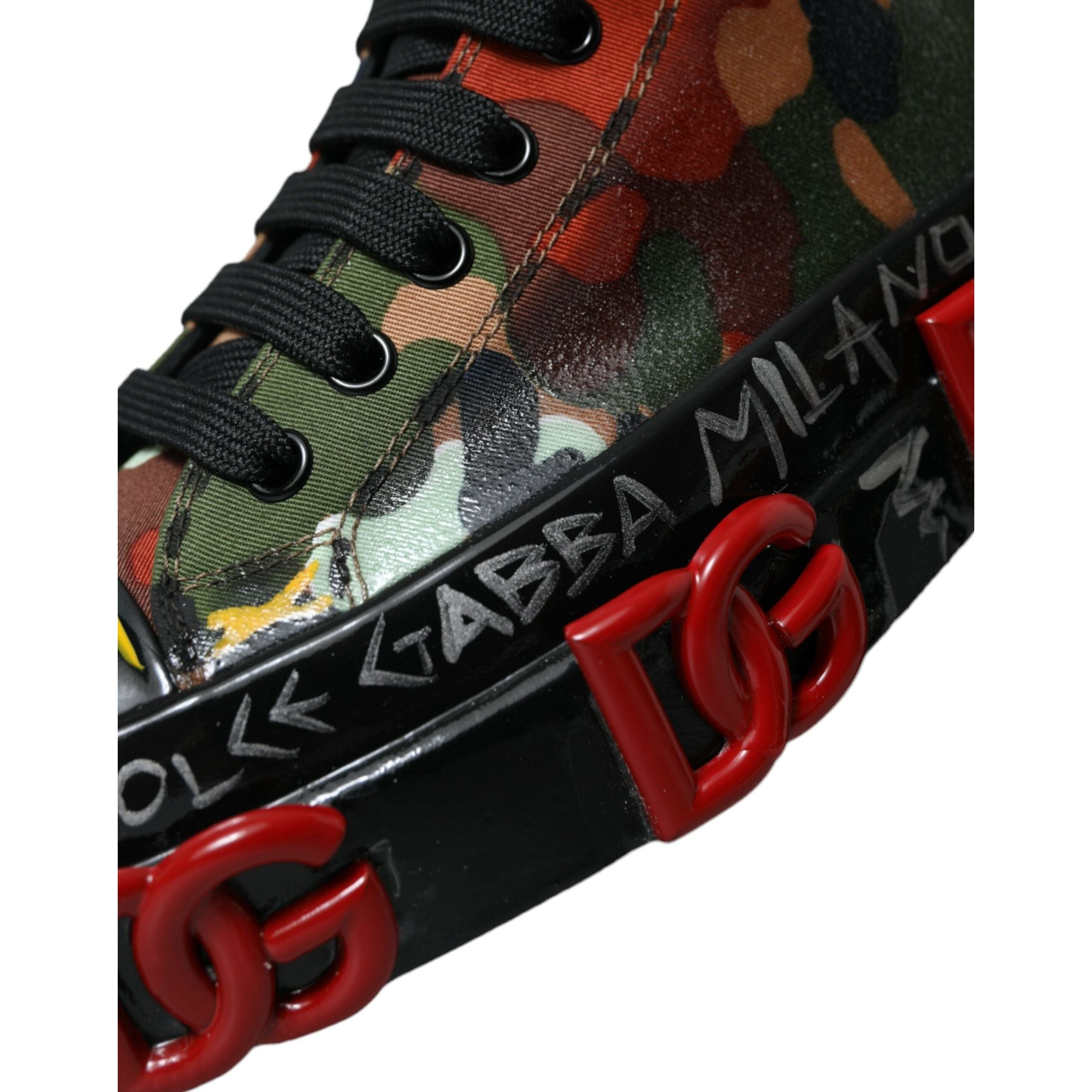 Dolce & Gabbana Multicolor Cotton High-Top Sneakers