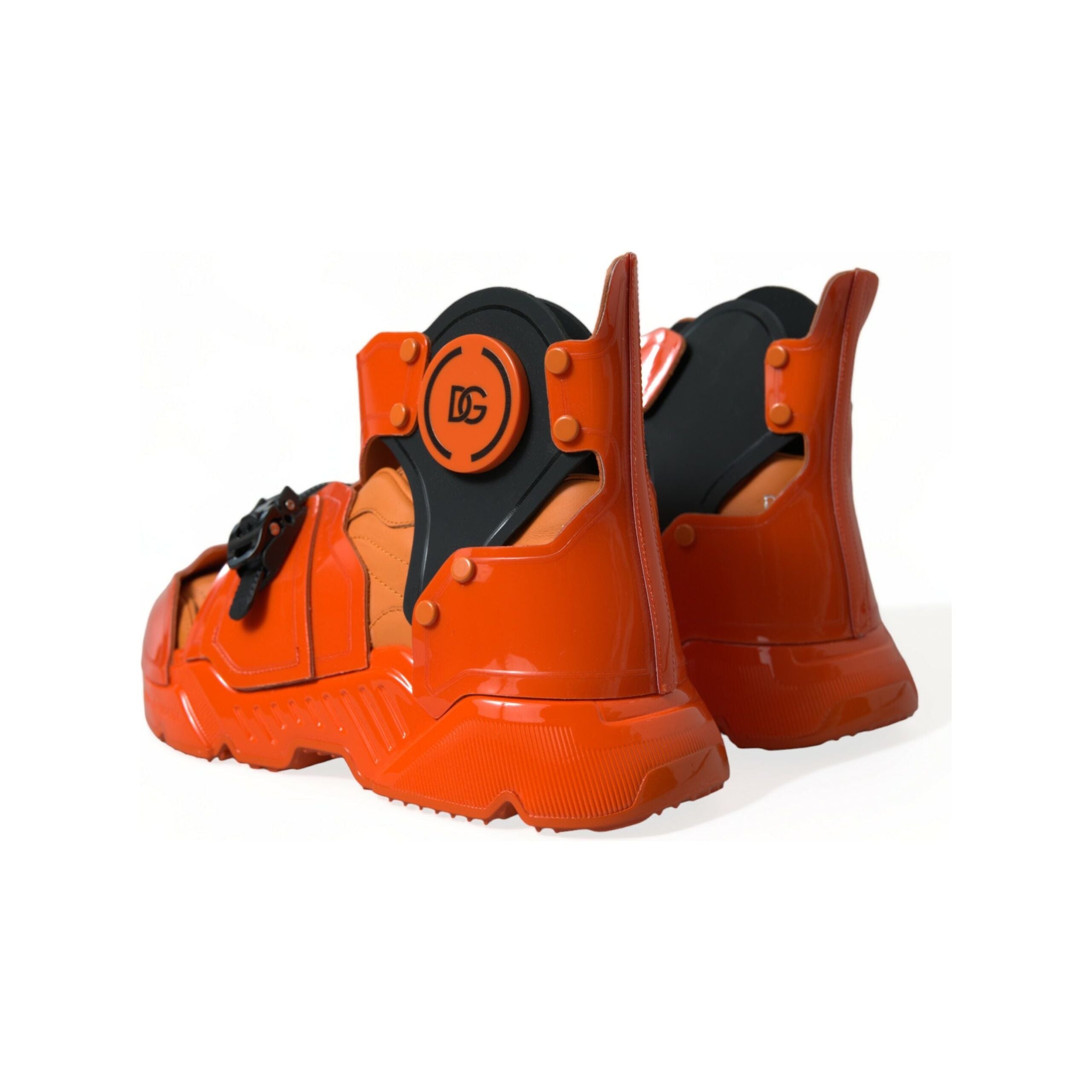 Dolce & Gabbana Orange Leather High-Top Sneakers Charm